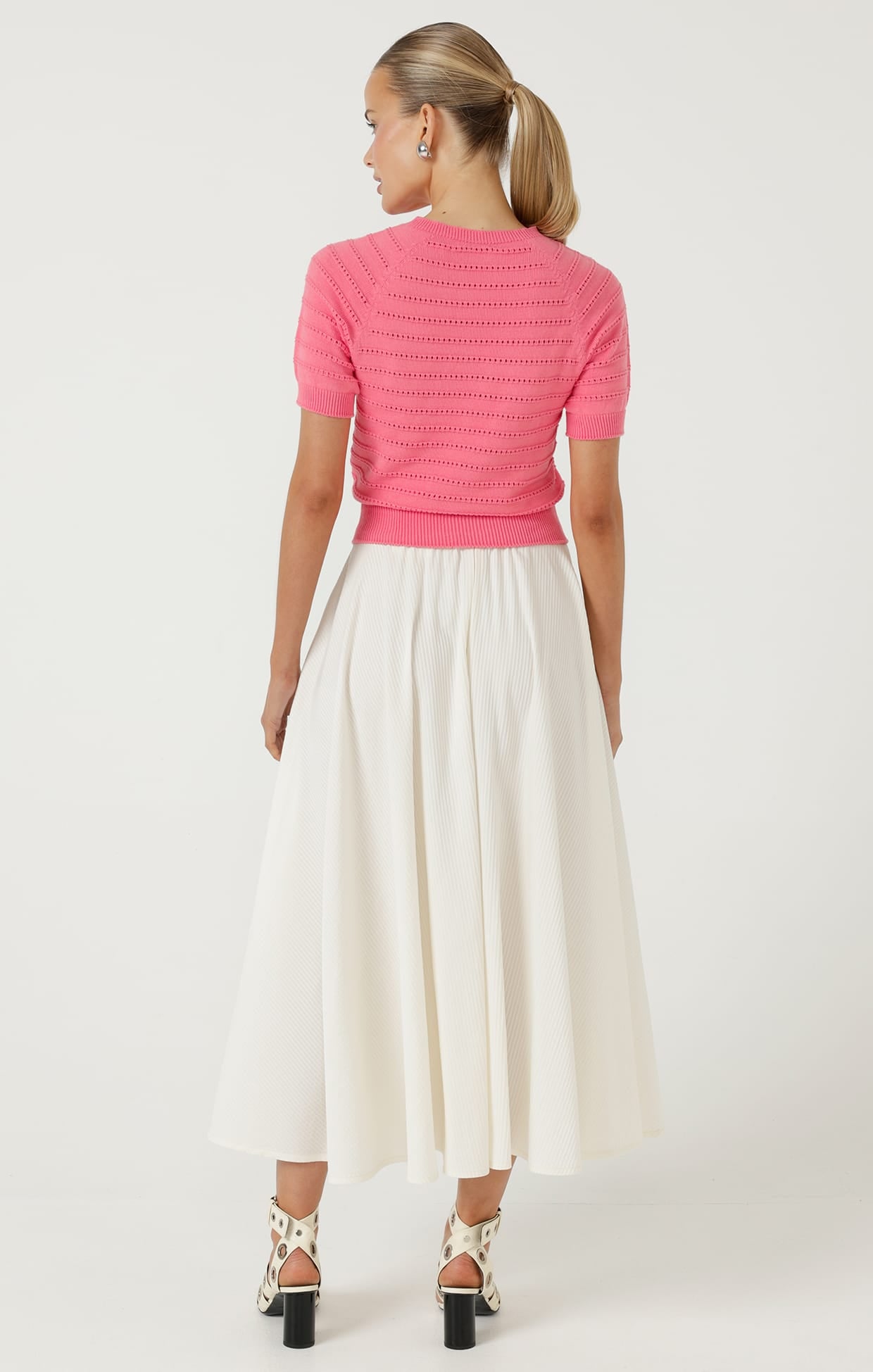 Knitwear EYELET KNIT TOP IN MELON