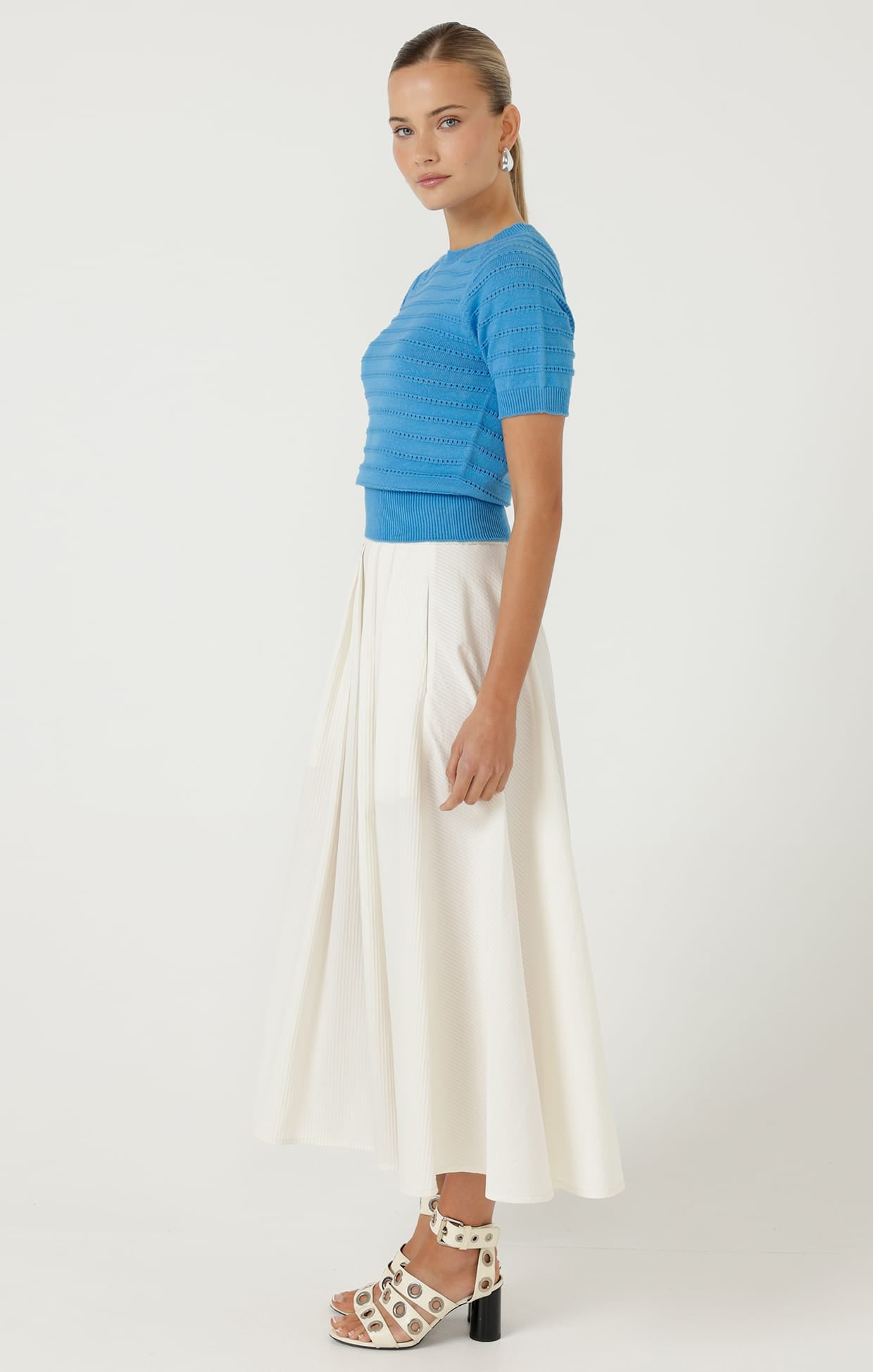 Knitwear EYELET KNIT TOP IN SKY