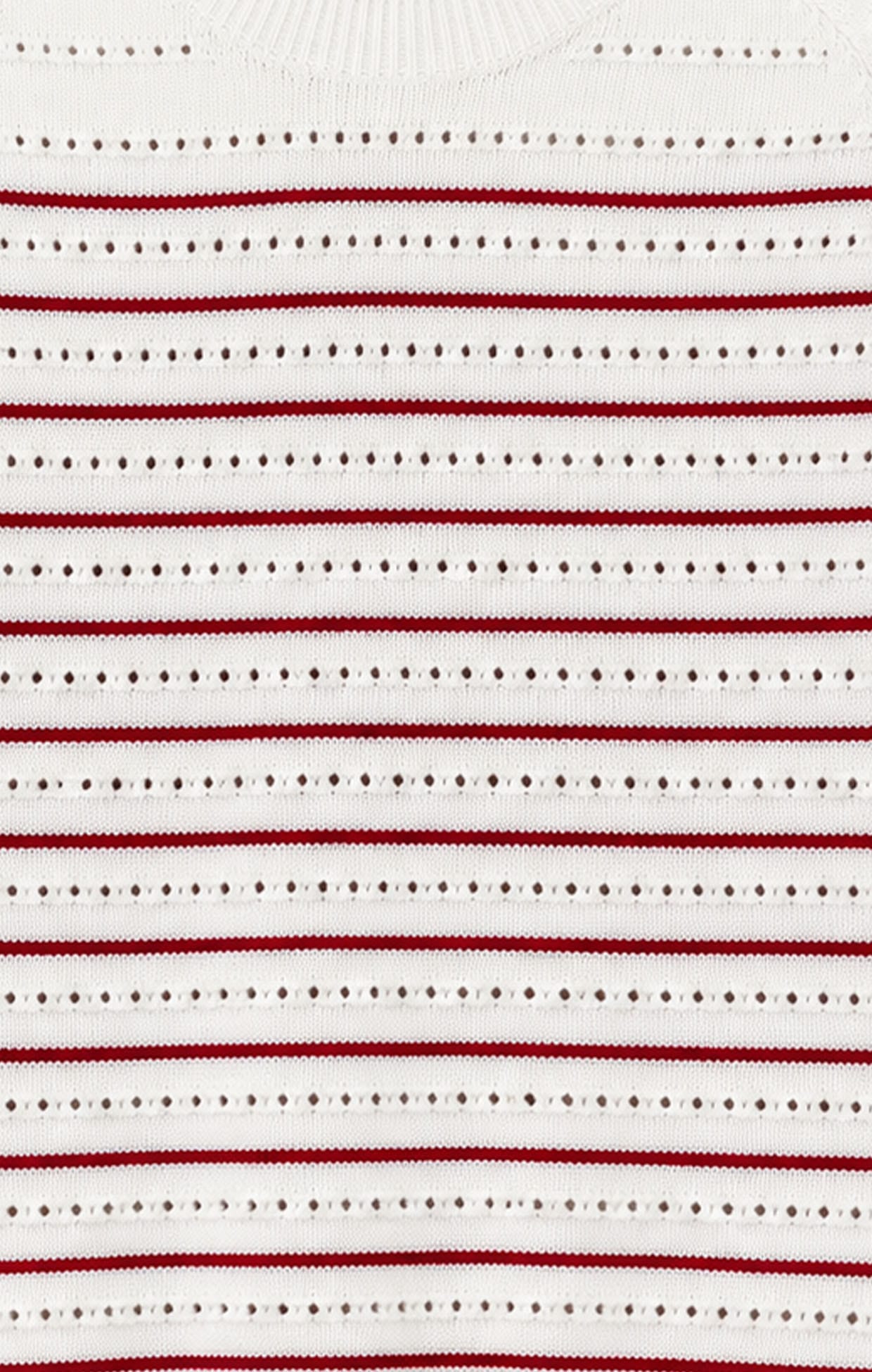 Knitwear EYELET STRIPE KNIT TOP IN WHITE AND RED