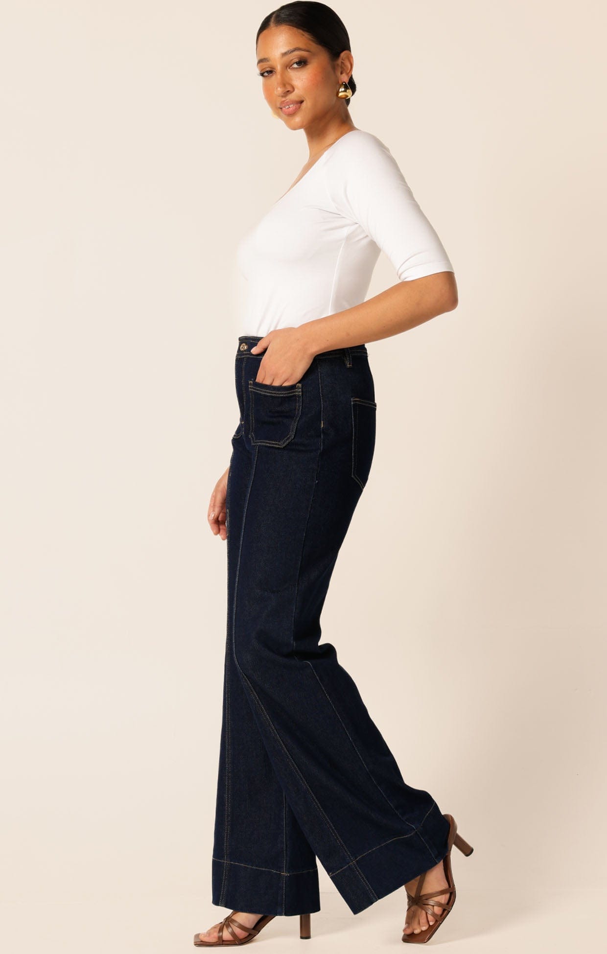 Tops Multi Occasion 3/4 SLEEVE TOP IN WHITE