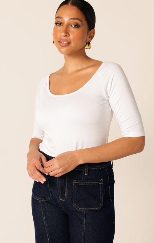 Tops Multi Occasion 3/4 SLEEVE TOP IN WHITE