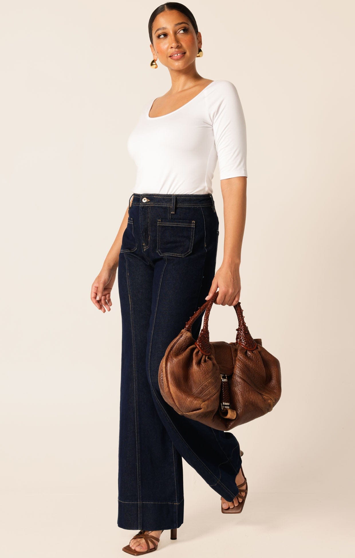 Tops Multi Occasion 3/4 SLEEVE TOP IN WHITE