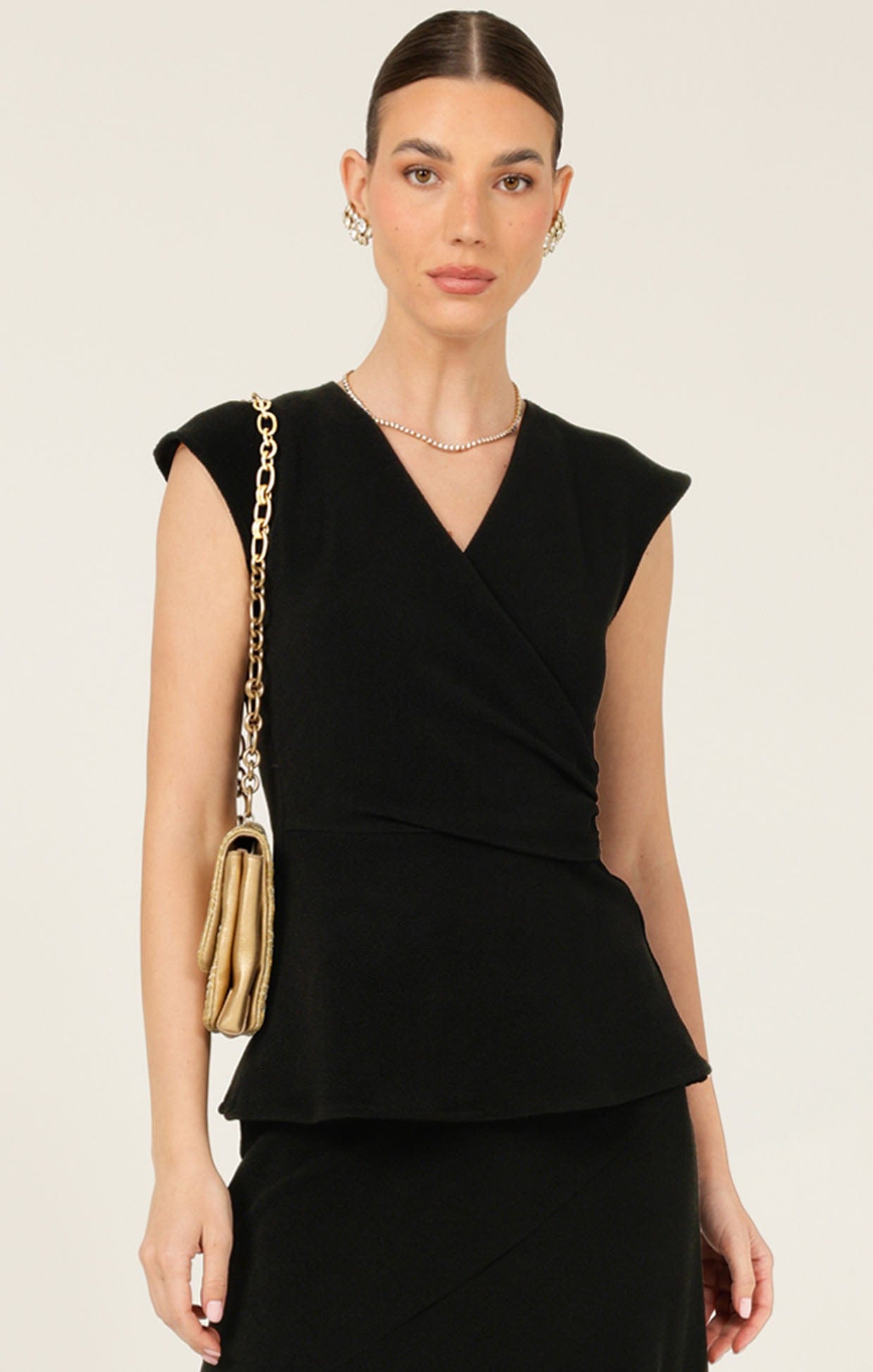 Tops FAUX WRAP PEPLUM TOP