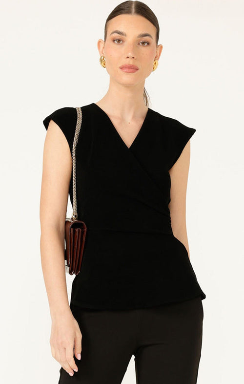 Tops FAUX WRAP PEPLUM TOP
