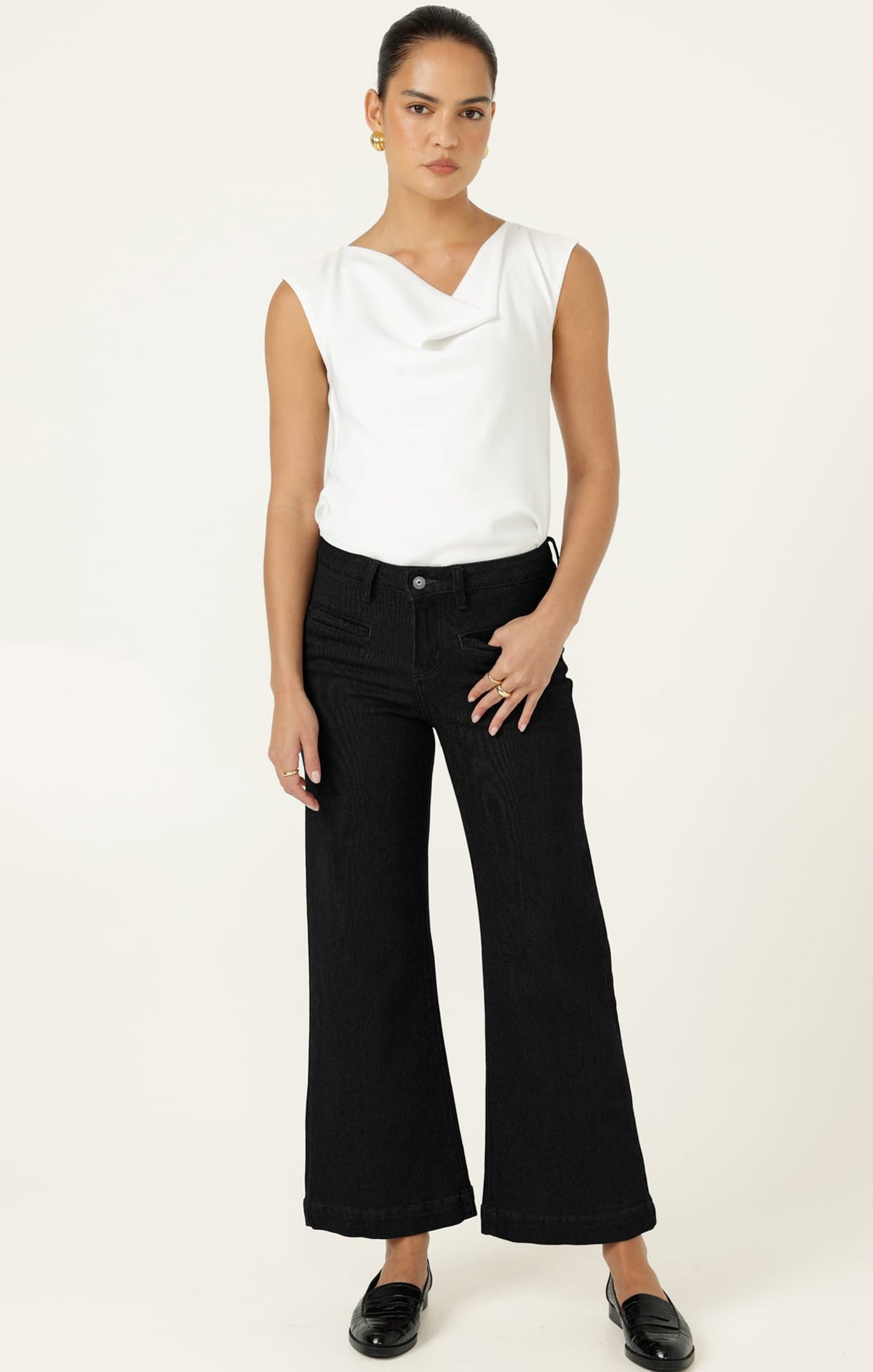 Pants Multi Occasion FREYA WIDE LEG JEAN IN BLACK