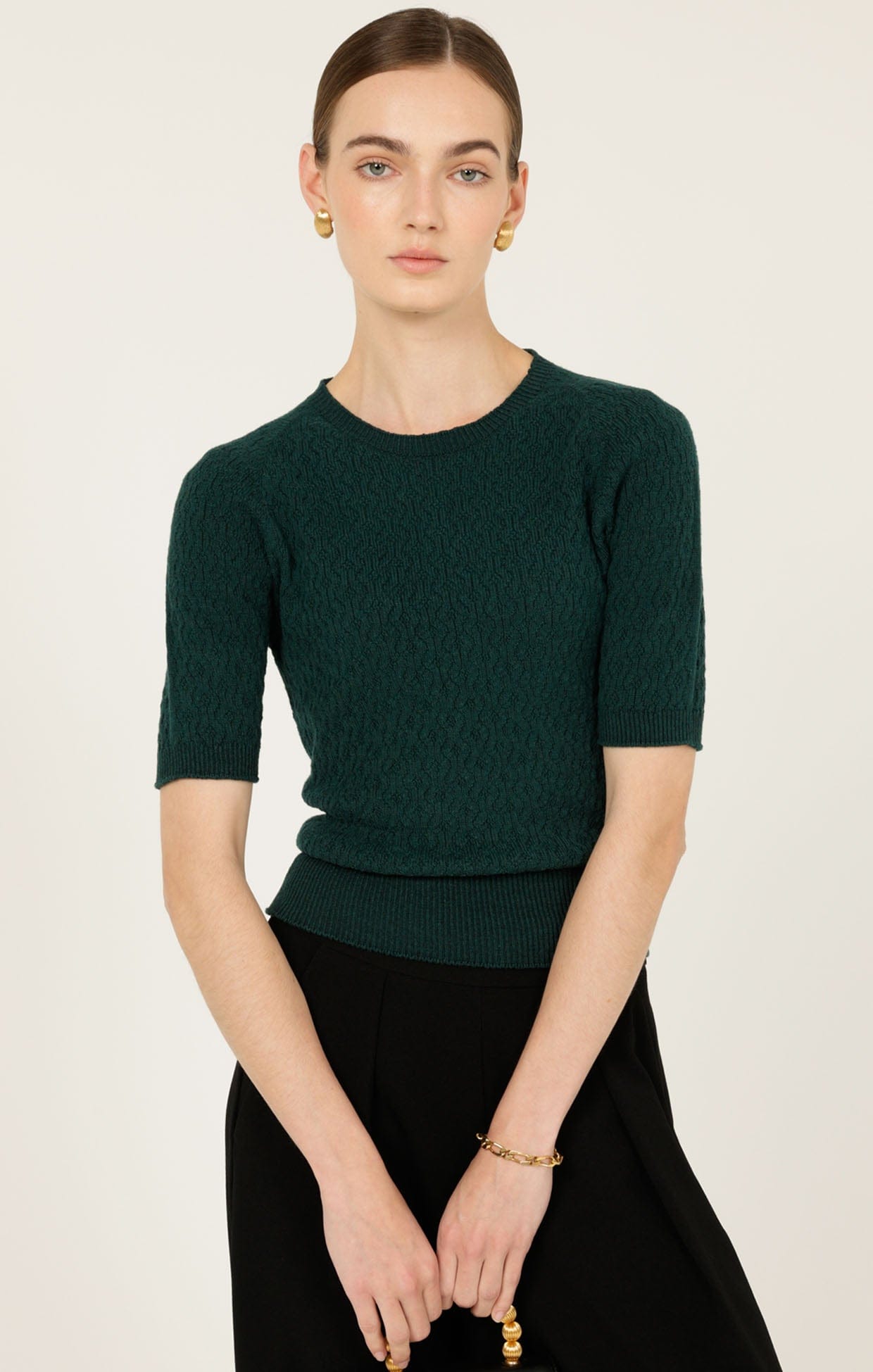 Knitwear SHORT SLEEVE GROVE KNIT TOP IN FOREST
