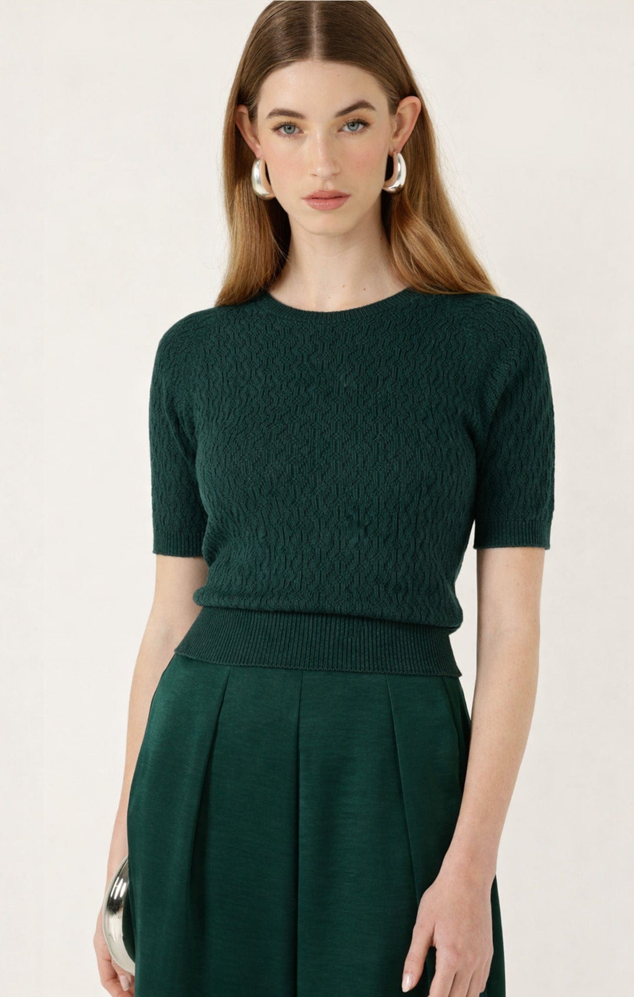 Knitwear SHORT SLEEVE GROVE KNIT TOP IN FOREST
