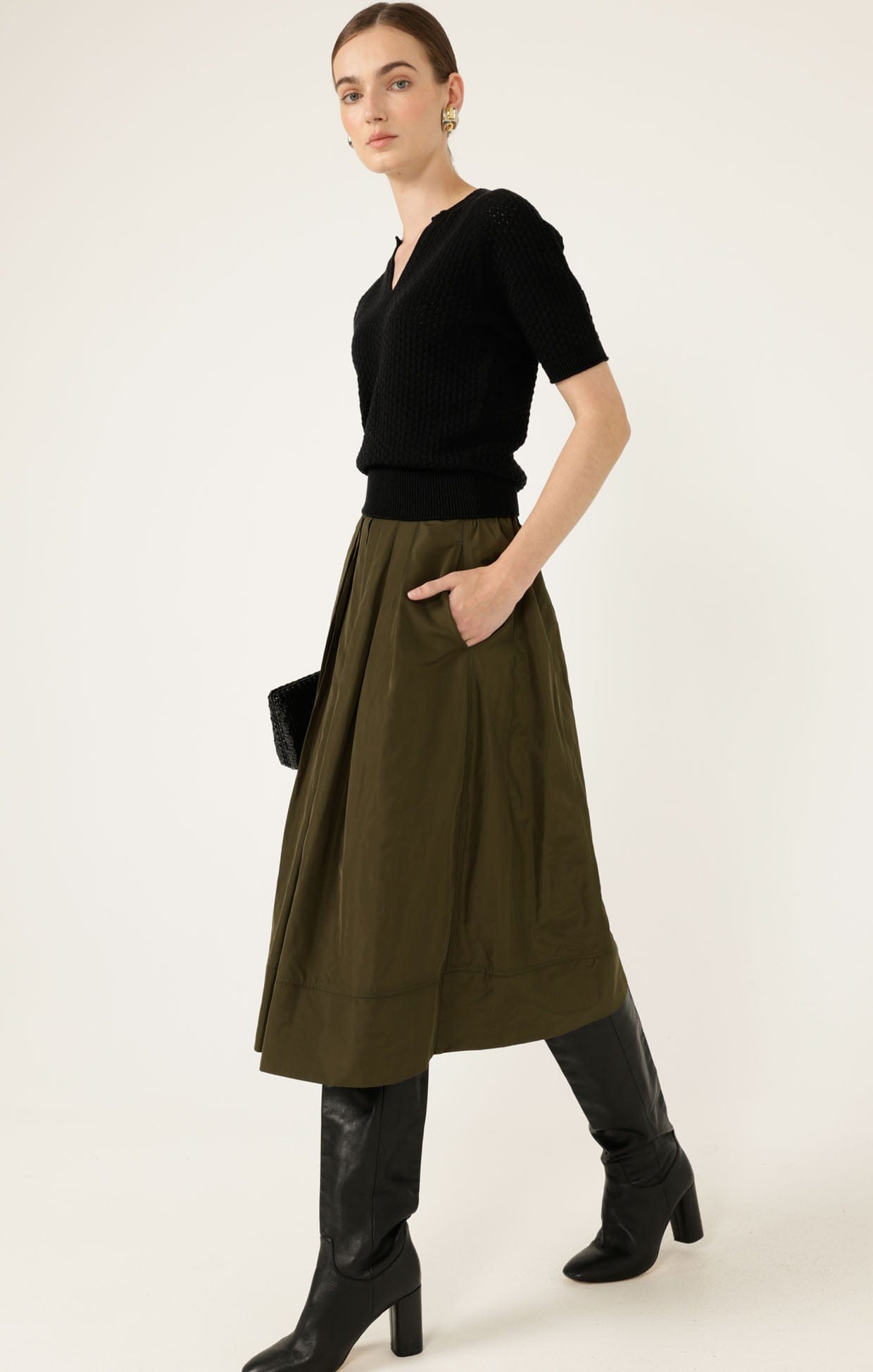 Knitwear HENLEY KNIT TOP IN BLACK