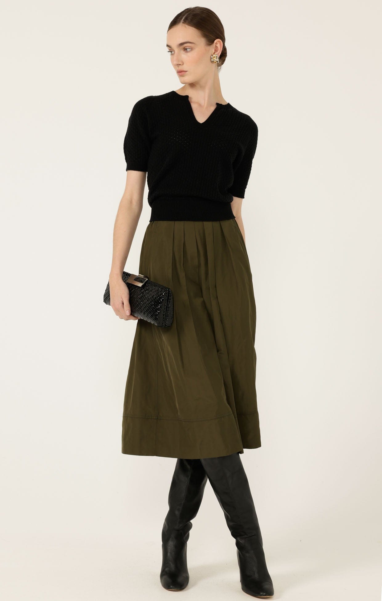 Knitwear HENLEY KNIT TOP IN BLACK