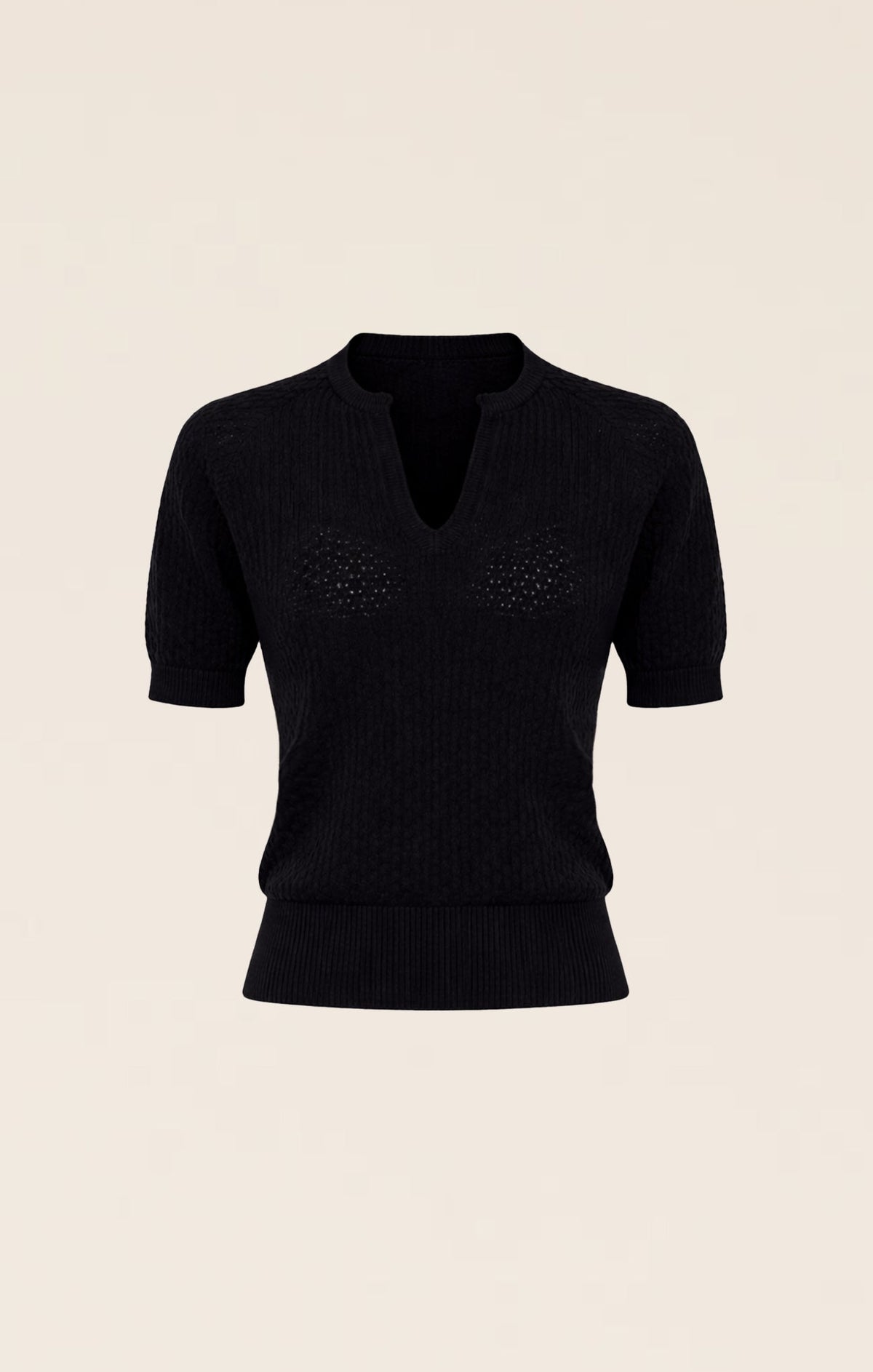 Knitwear HENLEY KNIT TOP IN BLACK