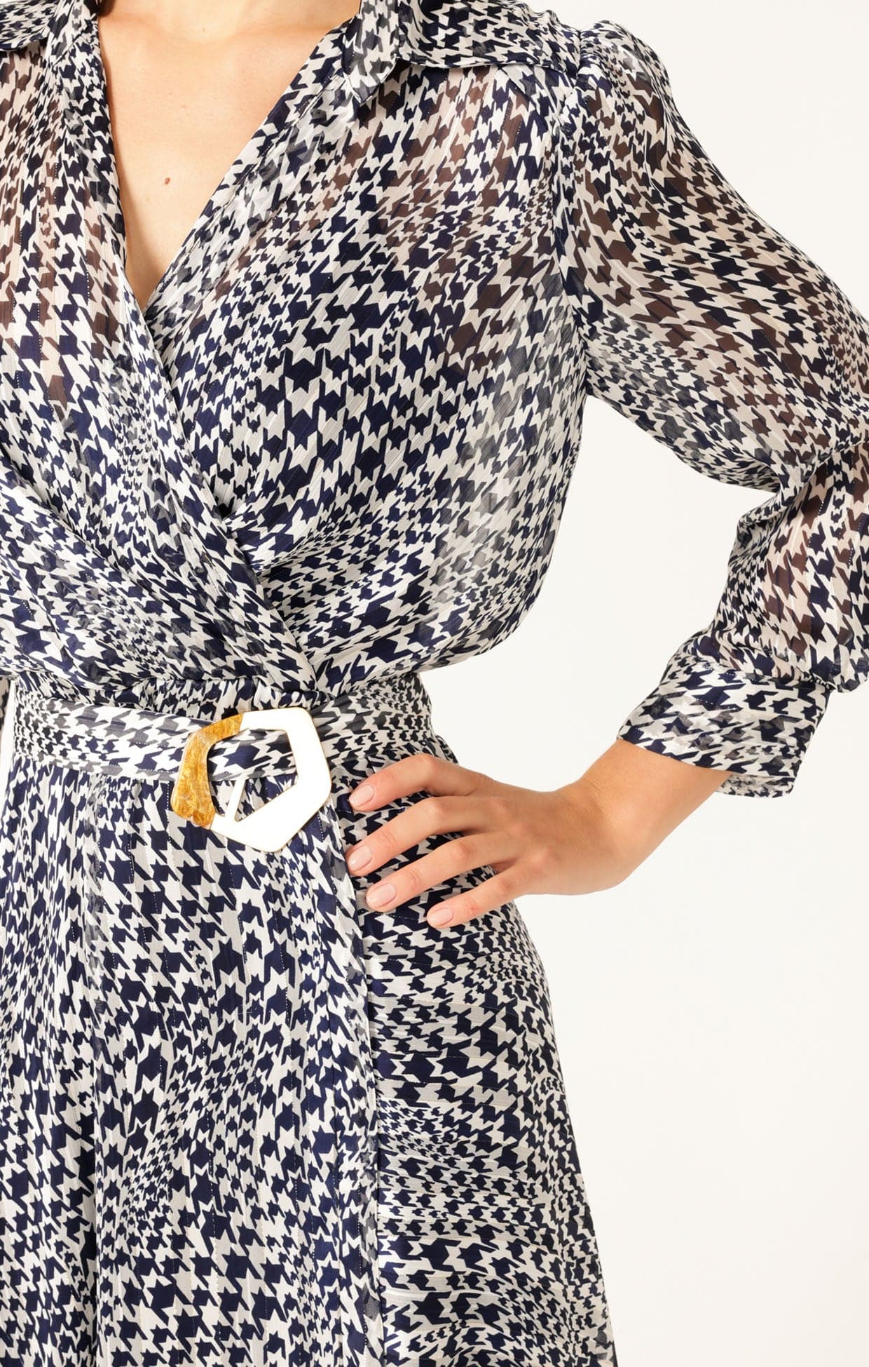 Dresses HERRINGBONE DRESS IN NAVY WHITE CHECK