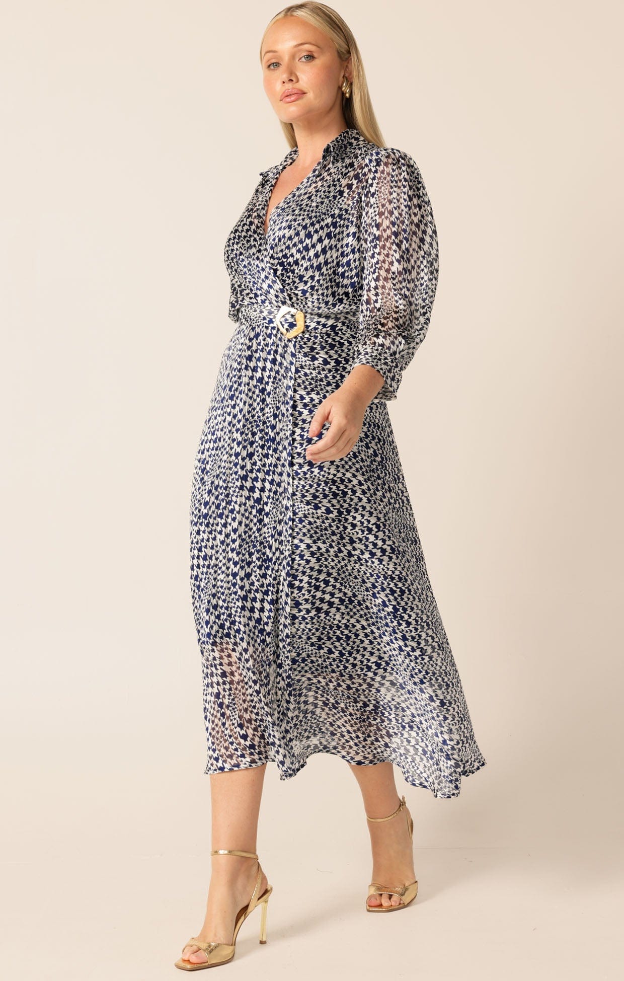 Dresses HERRINGBONE DRESS IN NAVY WHITE CHECK