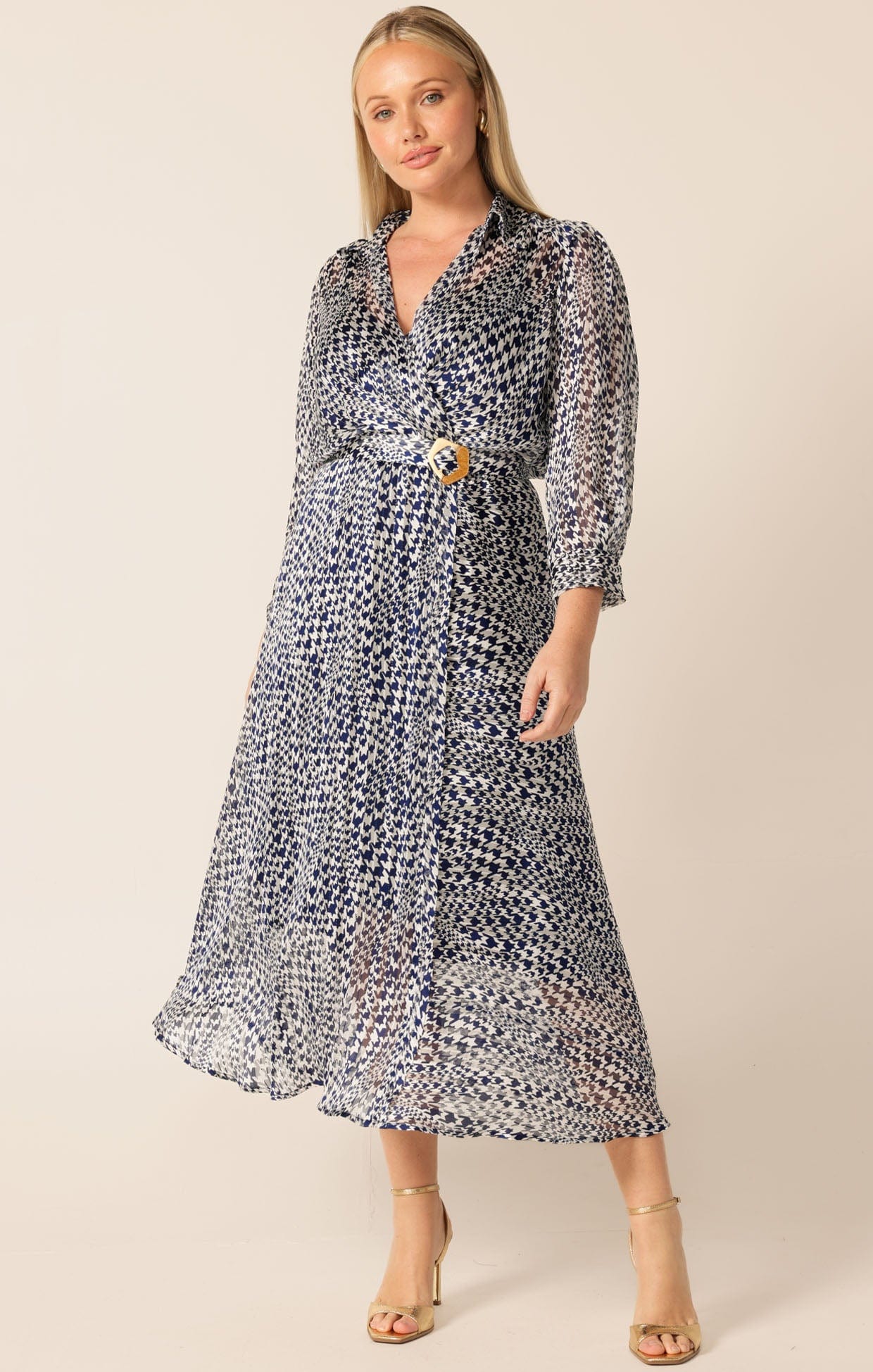 Dresses HERRINGBONE DRESS IN NAVY WHITE CHECK