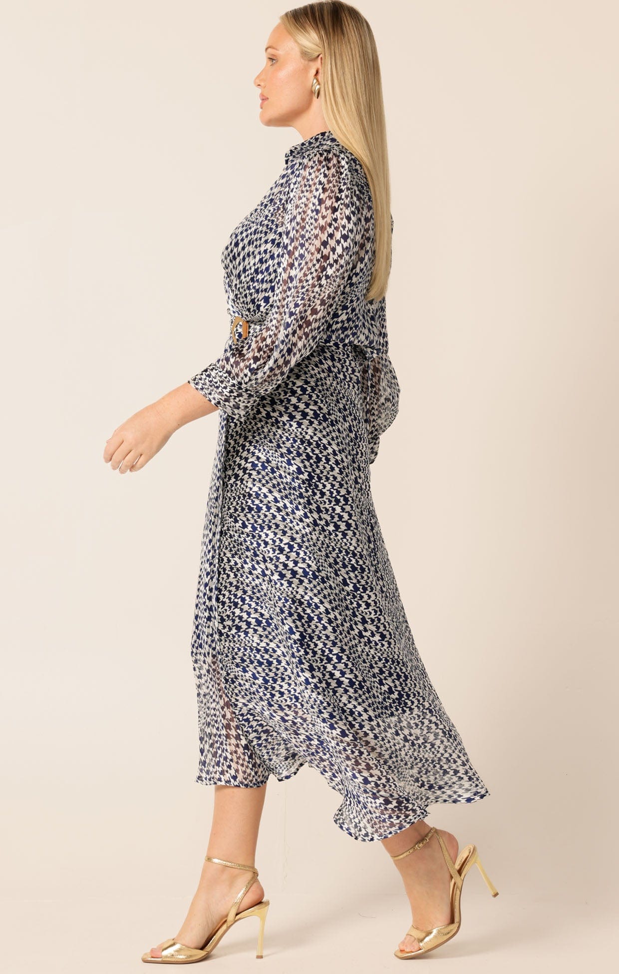 Dresses HERRINGBONE DRESS IN NAVY WHITE CHECK