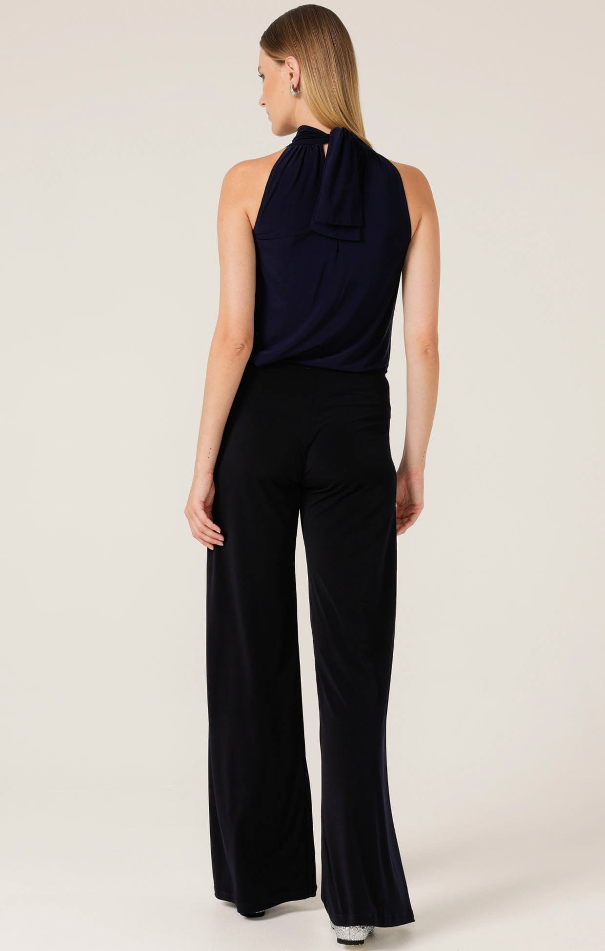 Tops Multi Occasion HIGH NECK TIE TOP IN NAVY