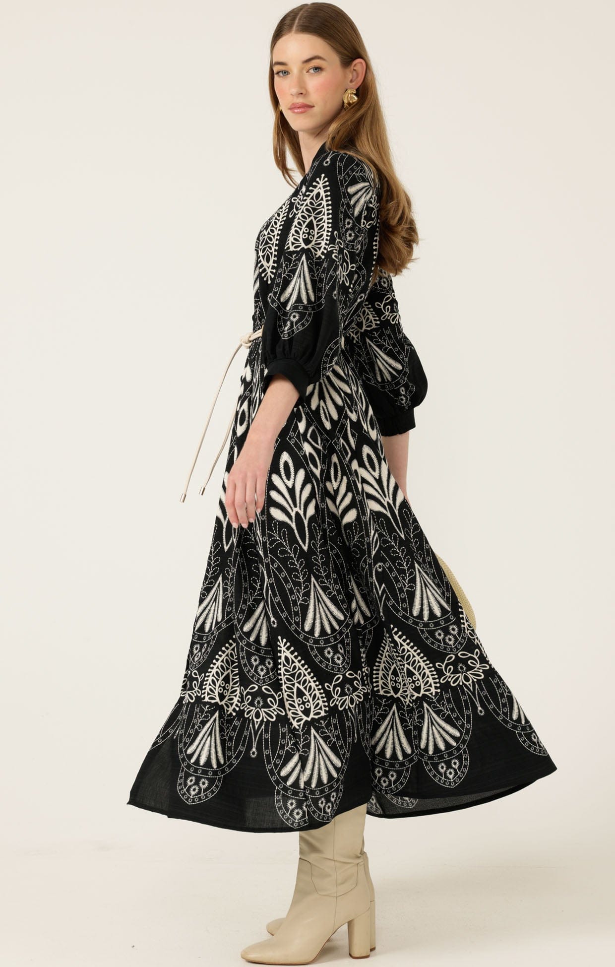 Dresses Multi Occasion INDIE SHIRTMAKER DRESS IN BLACK CREAM