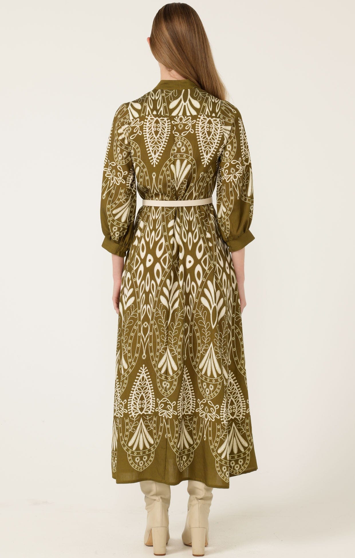 Dresses Multi Occasion INDIE SHIRTMAKER DRESS IN OLIVE CREAM