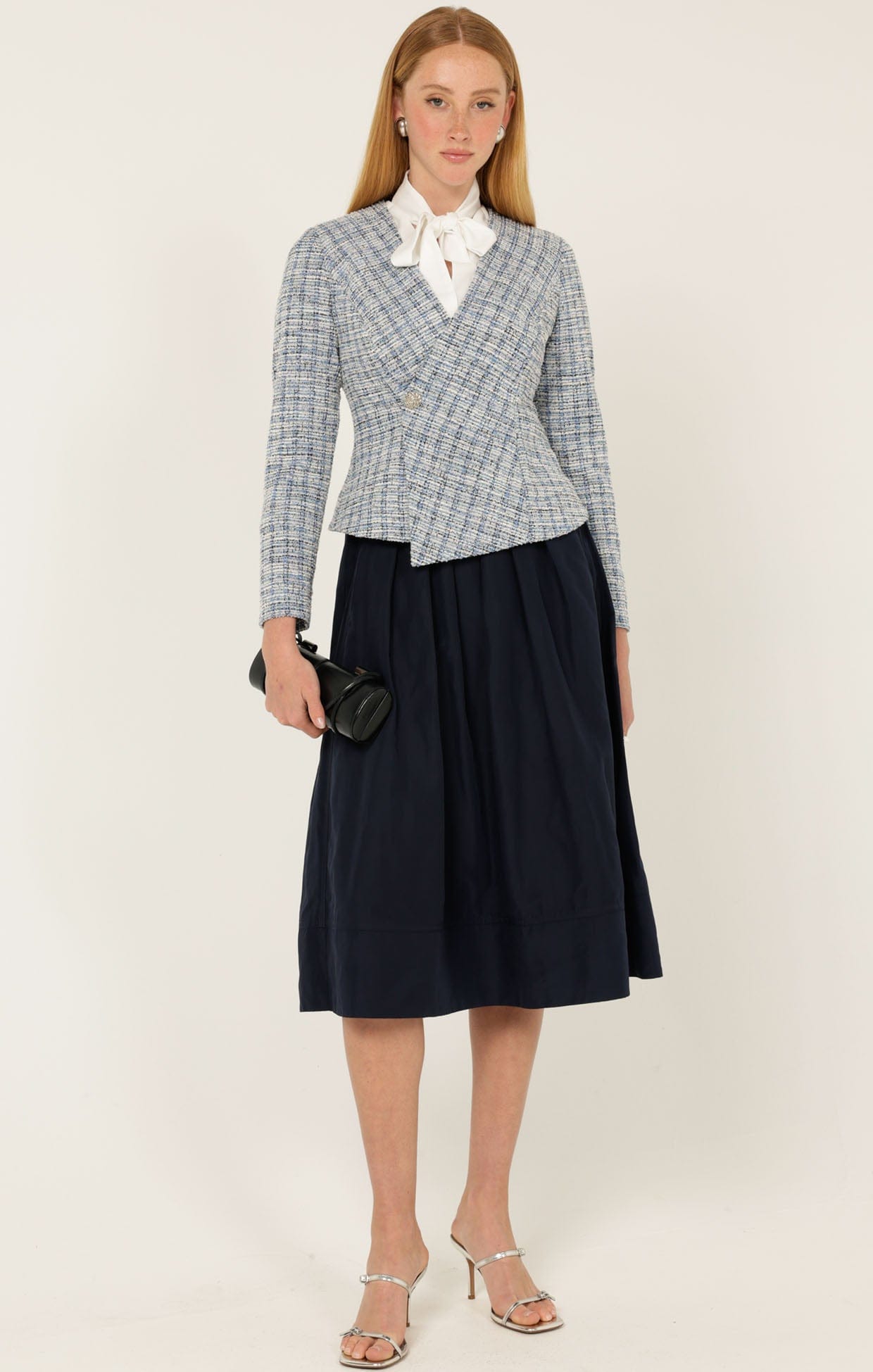 Skirts Multi Occasion PLEATED A-LINE SKIRT IN NAVY