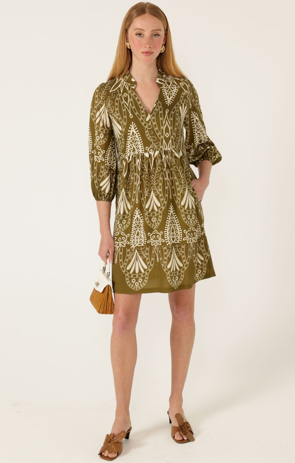 Dresses Multi Occasion KIRRA SHIFT DRESS IN OLIVE CREAM