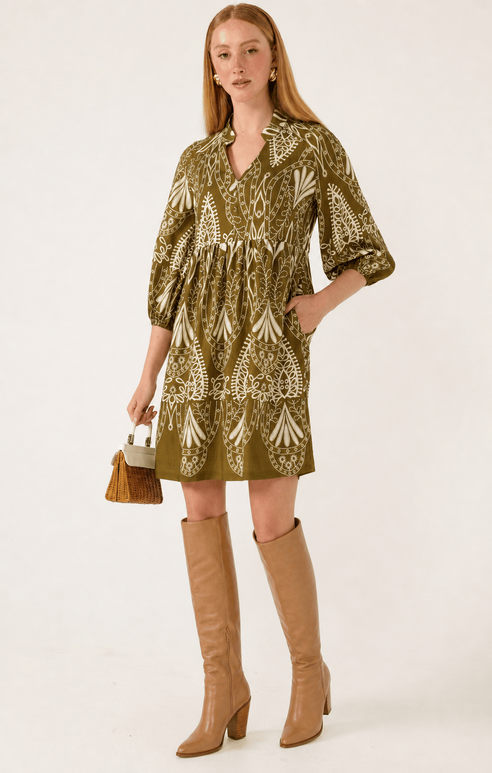 Dresses Multi Occasion KIRRA SHIFT DRESS IN OLIVE CREAM