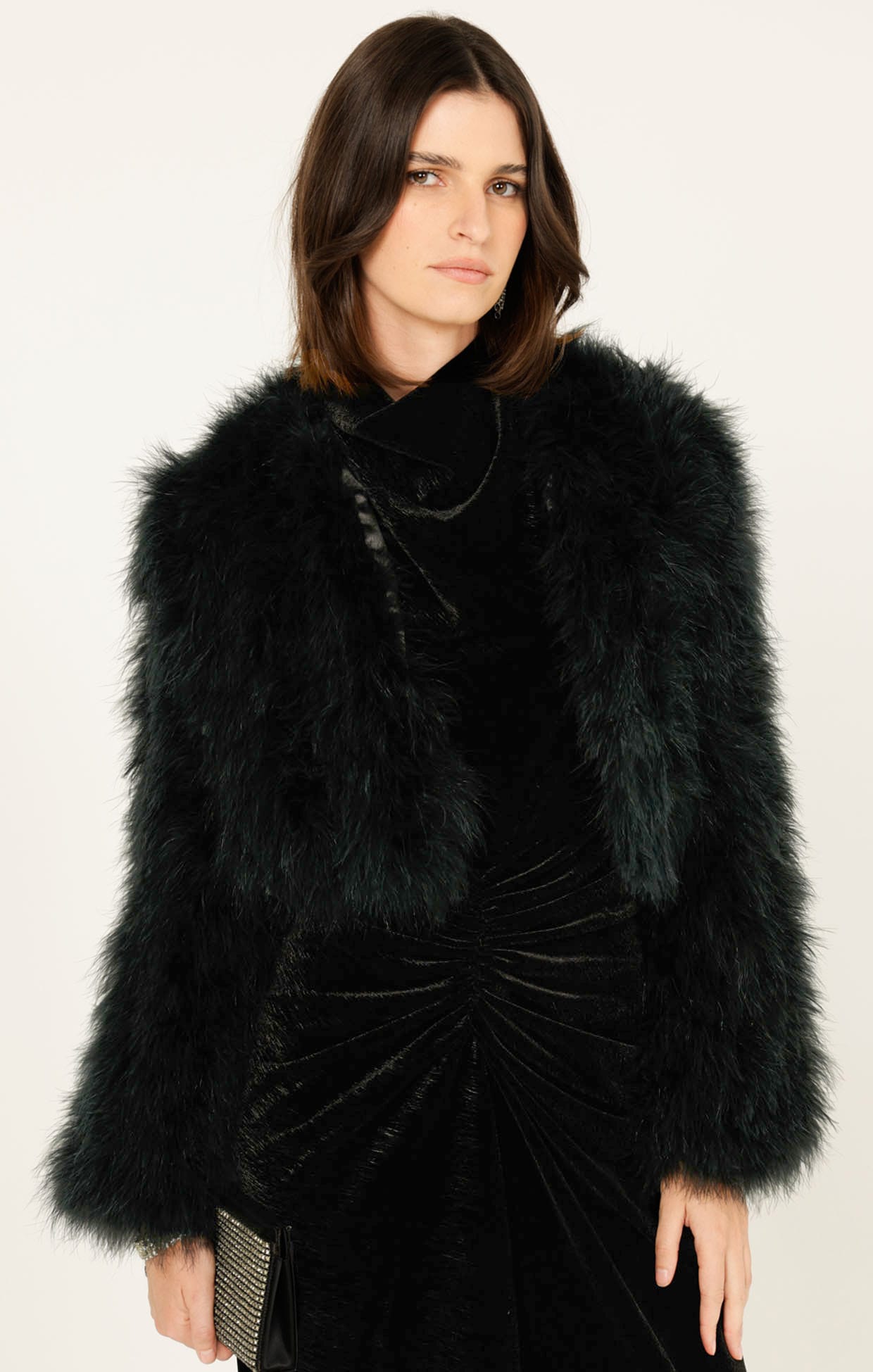 Jackets Multi Occasion LUXE FEATHER JACKET IN BLACK
