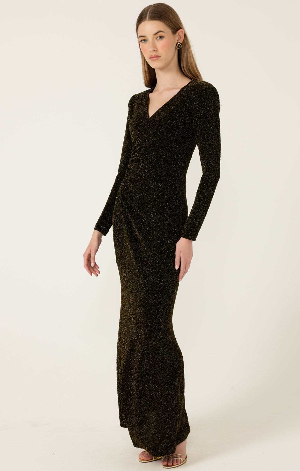 Dresses Events LENORA MAXI DRESS IN BLACK GOLD
