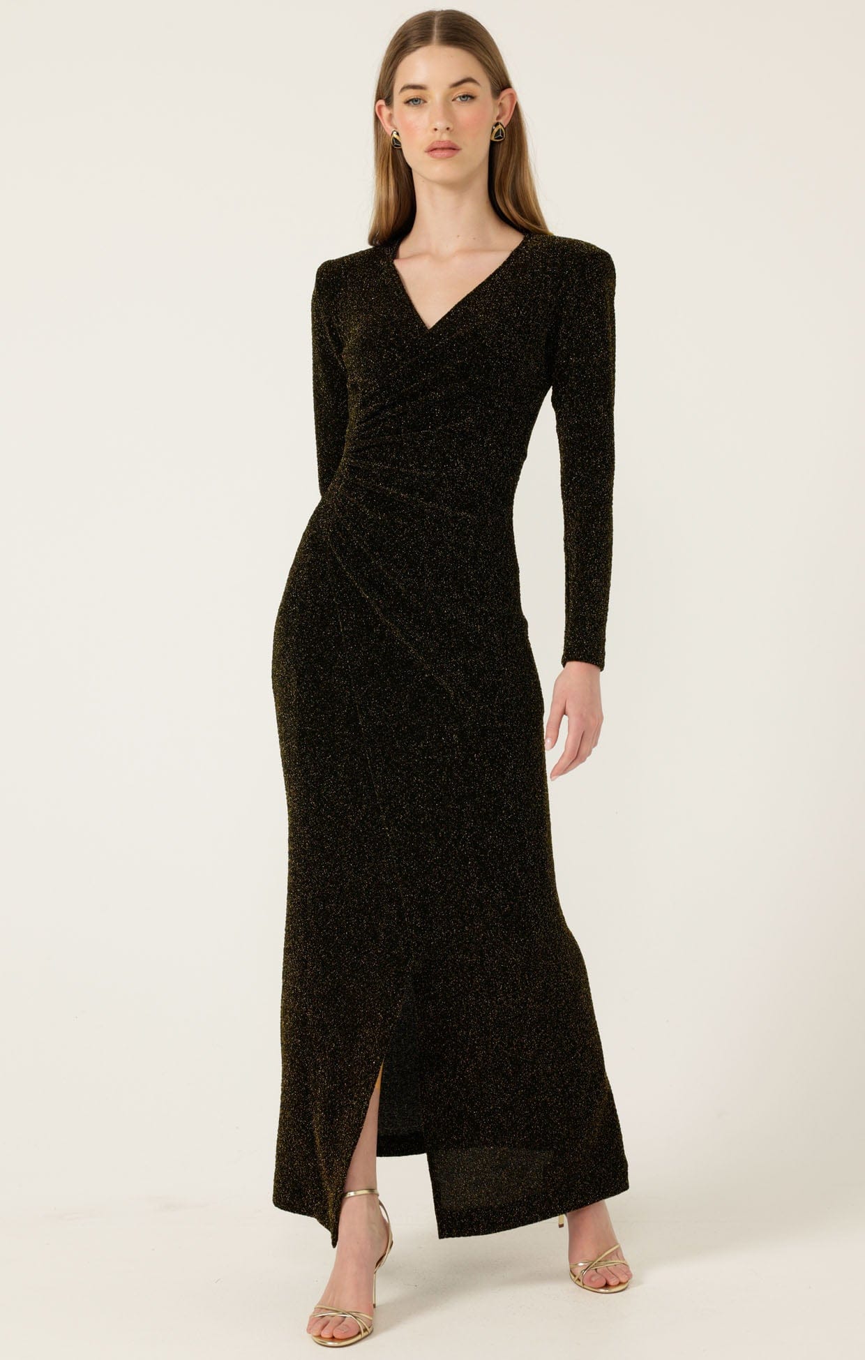Dresses Events LENORA MAXI DRESS IN BLACK GOLD