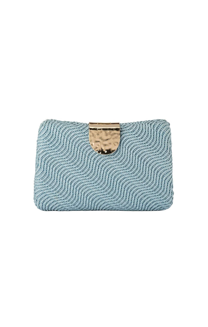 Bags OS / BLUE LINDY WOVEN CLUTCH BAG IN BLUE