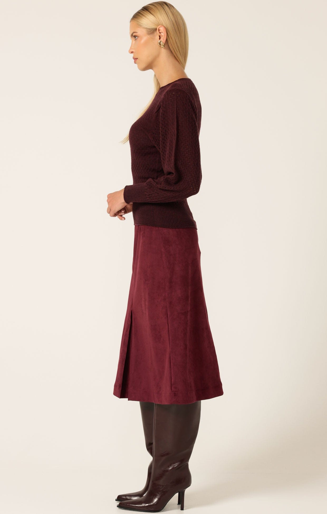 Skirts Multi Occasion SUEDE A-LINE MIDI SKIRT