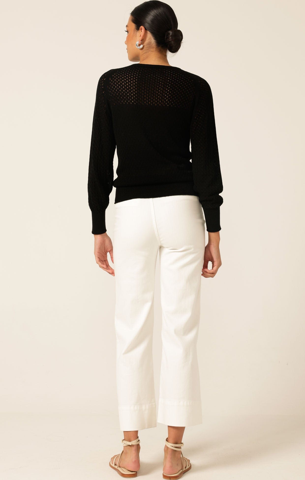 Knitwear LONG SLEEVE RIPPLE KNIT TOP IN BLACK