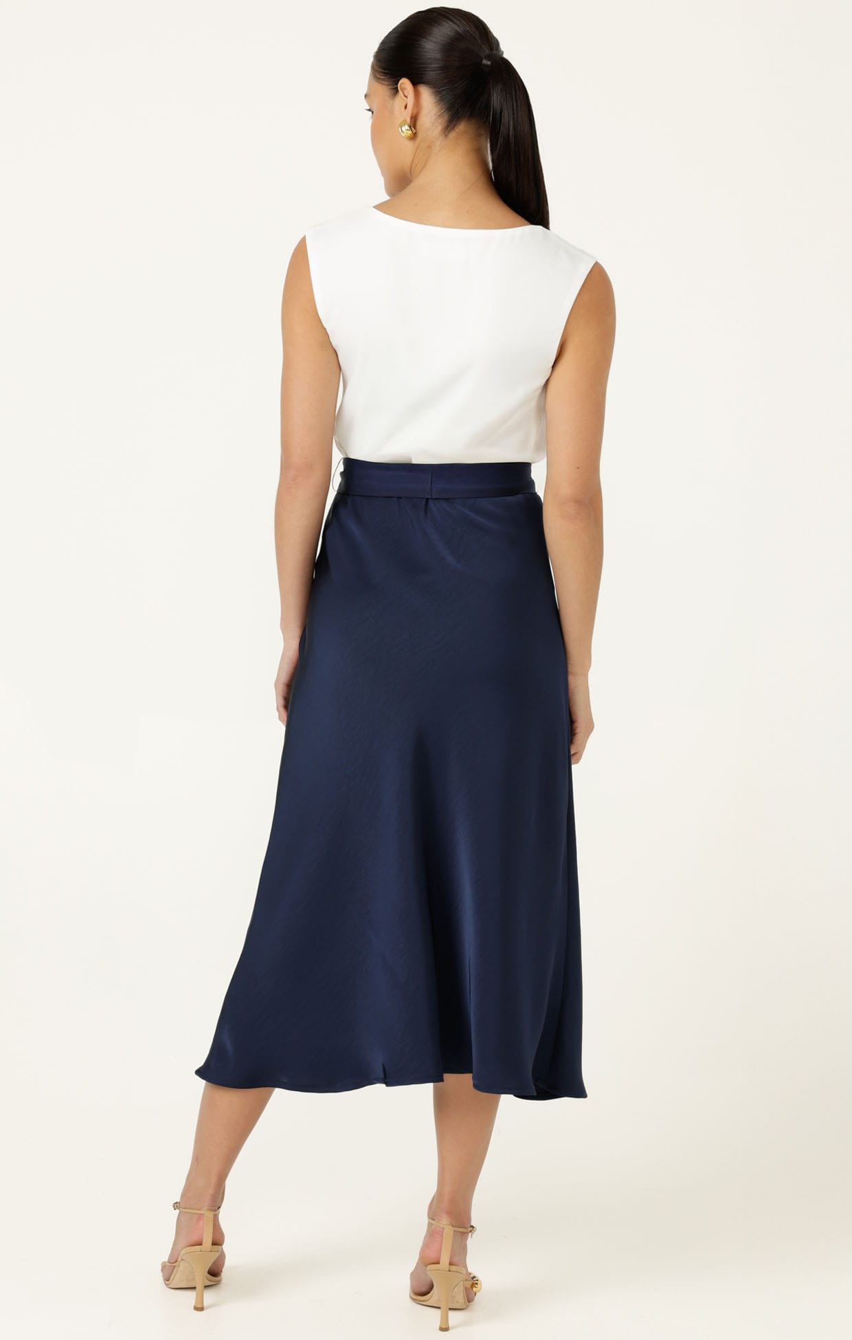 Skirts LUXE BIAS MIDI SKIRT IN NAVY