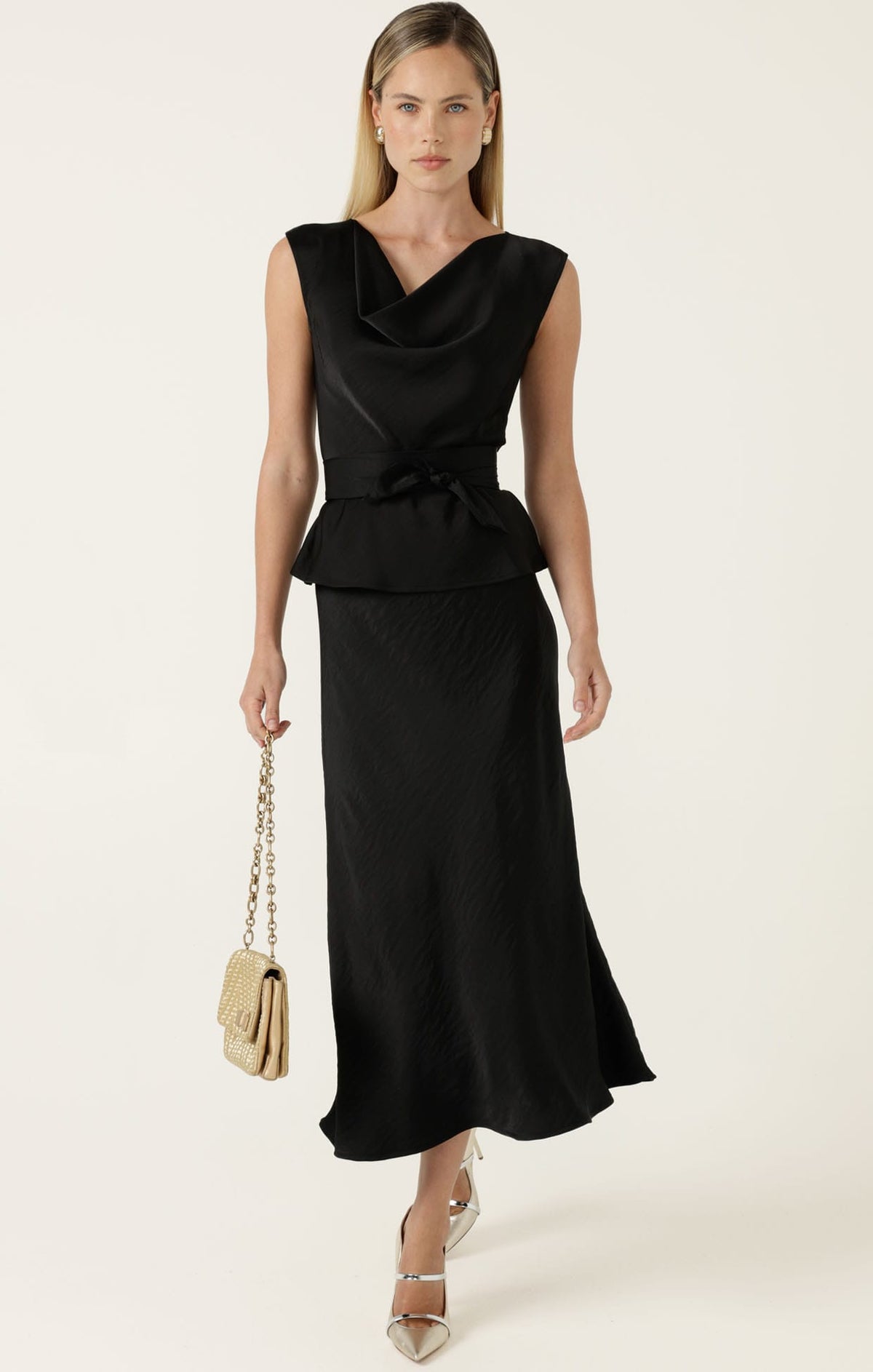 Skirts Multi Occasion LUXE BIAS MIDI SKIRT IN BLACK