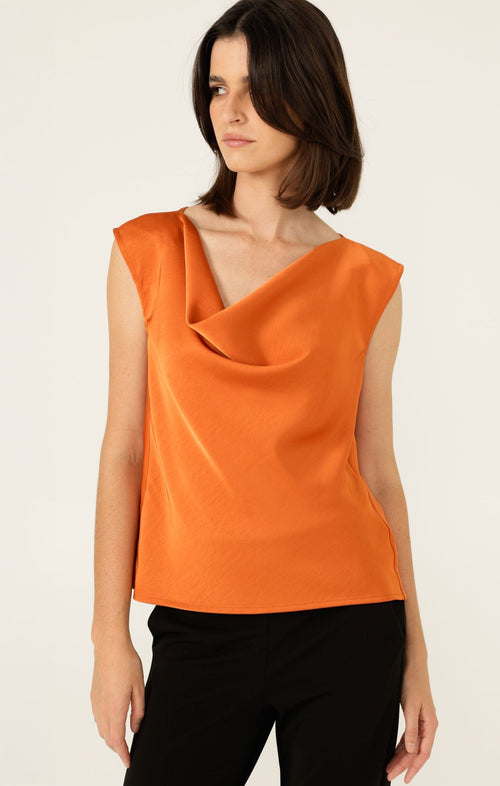 Tops Multi Occasion LUXE COWL BIAS TOP IN COPPER