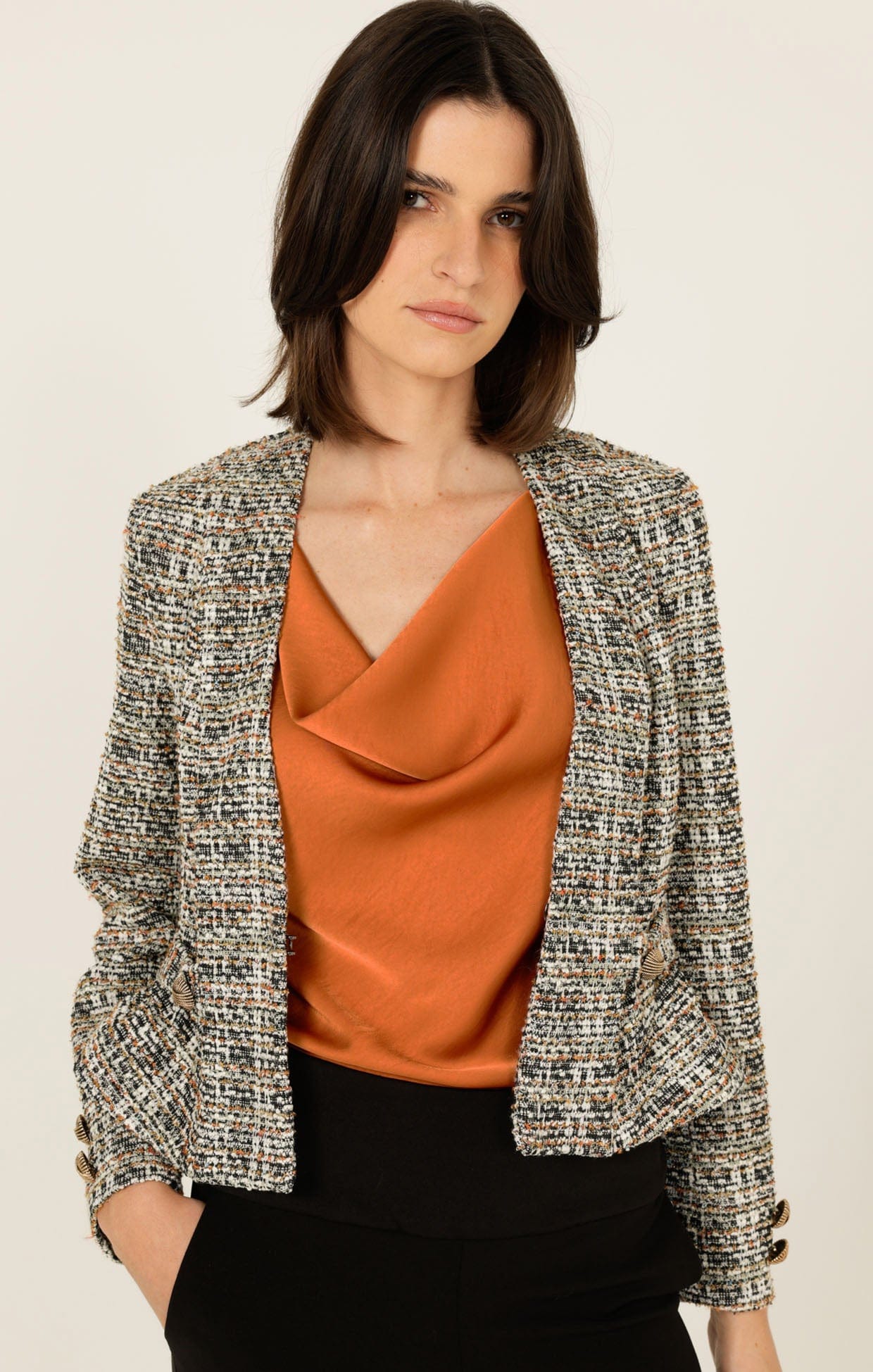 Tops Multi Occasion LUXE COWL BIAS TOP IN COPPER