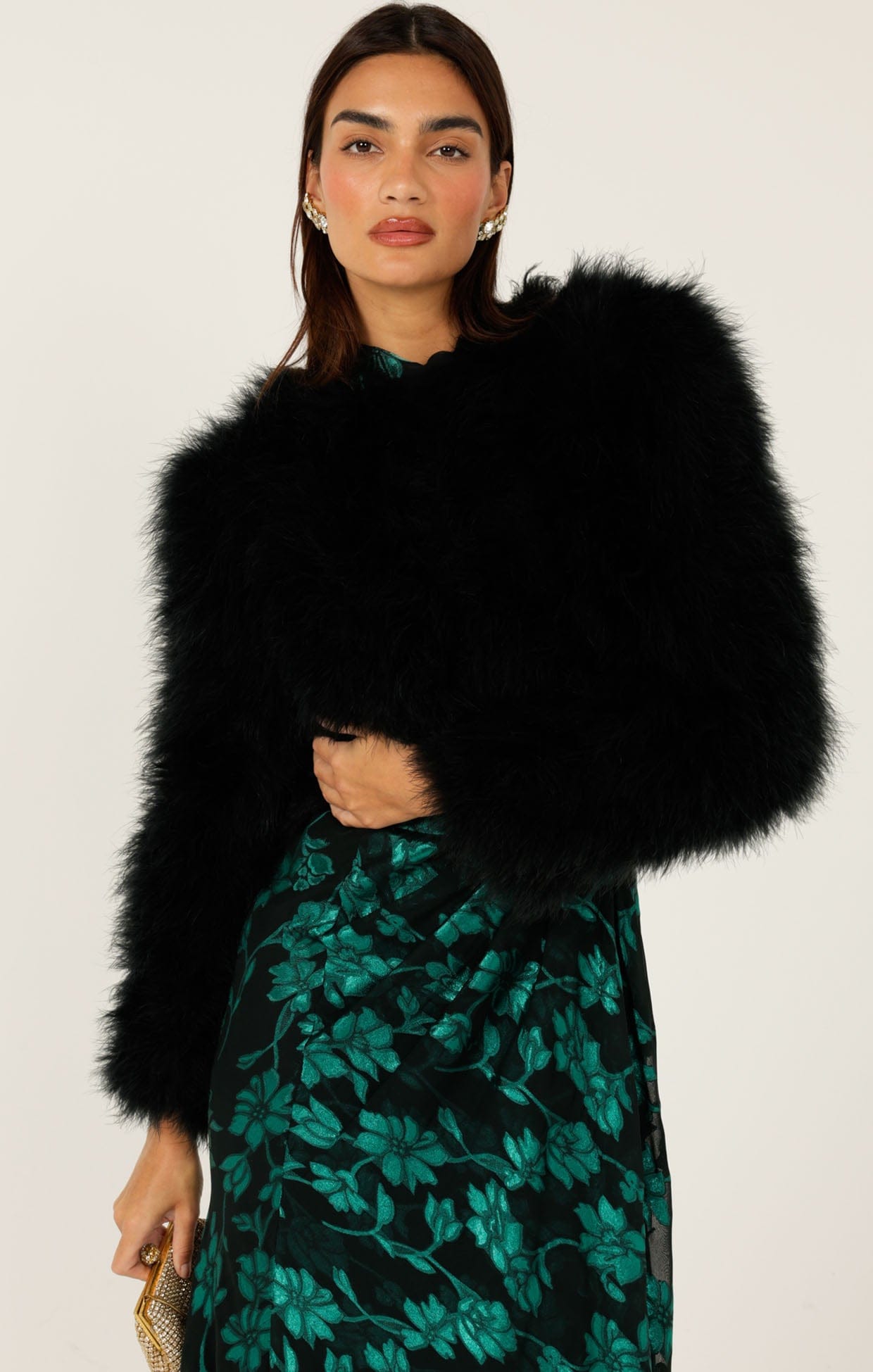 Jackets Multi Occasion LUXE FEATHER JACKET IN BLACK