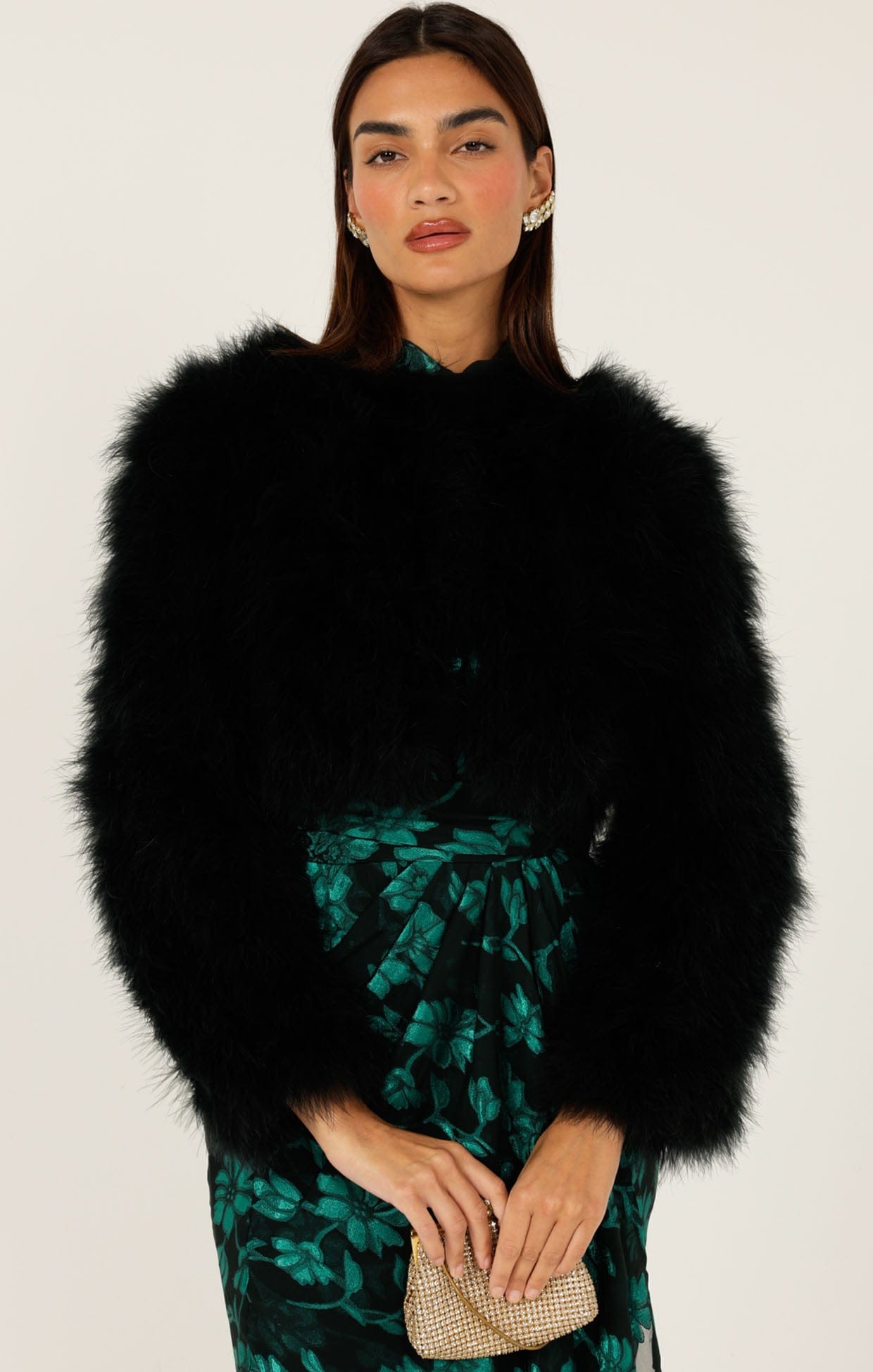 Jackets Multi Occasion LUXE FEATHER JACKET IN BLACK