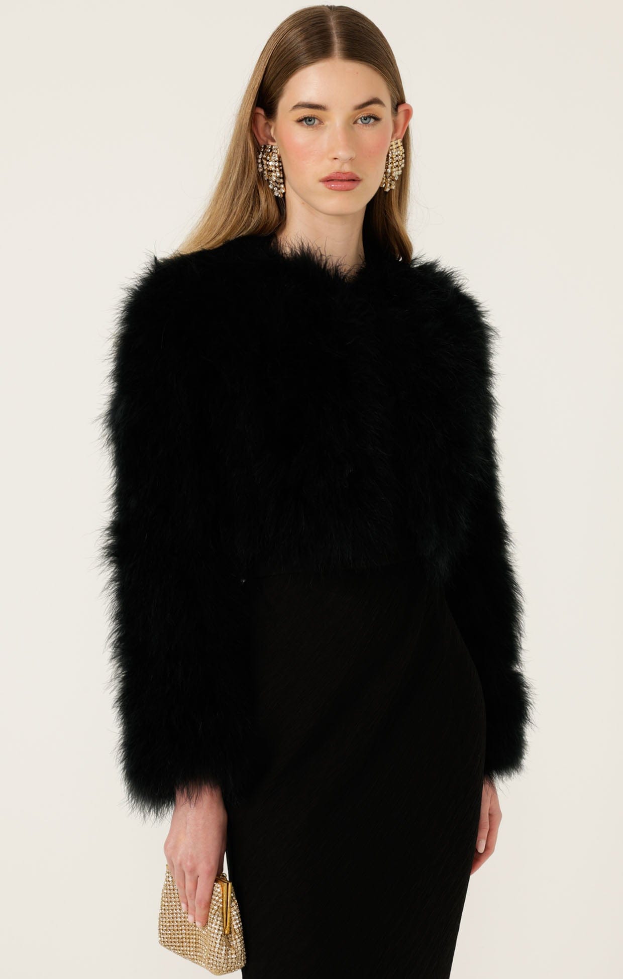 Jackets Multi Occasion LUXE FEATHER JACKET IN BLACK