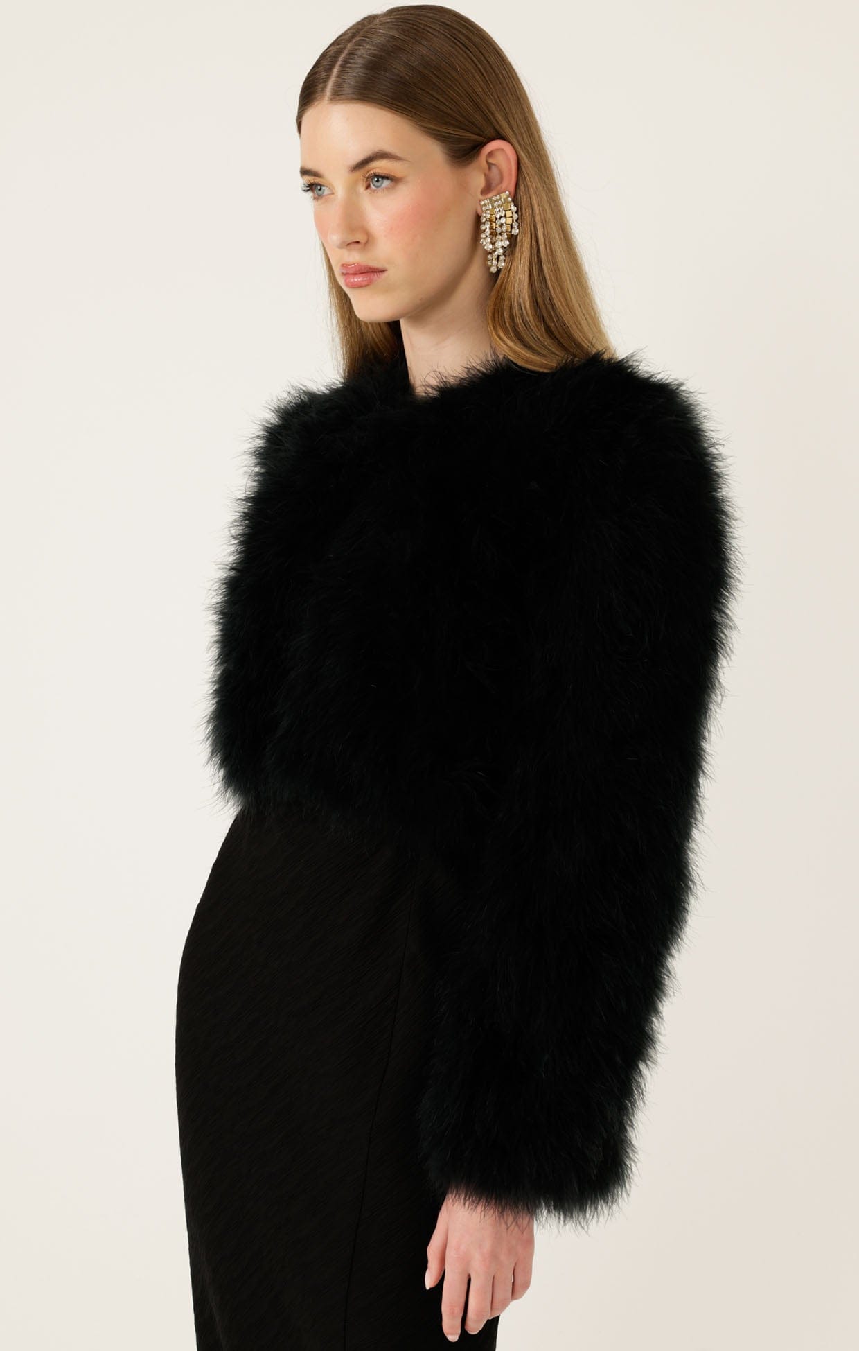 Jackets Multi Occasion LUXE FEATHER JACKET IN BLACK