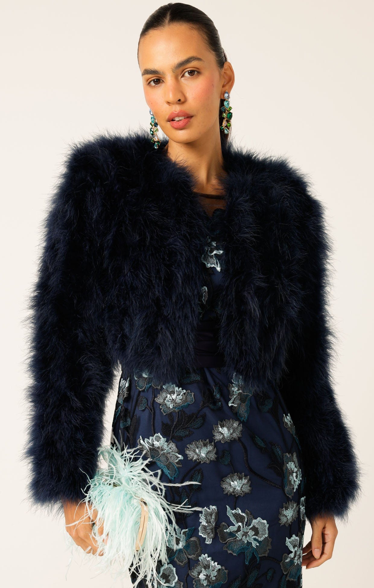 Jackets Multi Occasion LUXE FEATHER JACKET IN NAVY