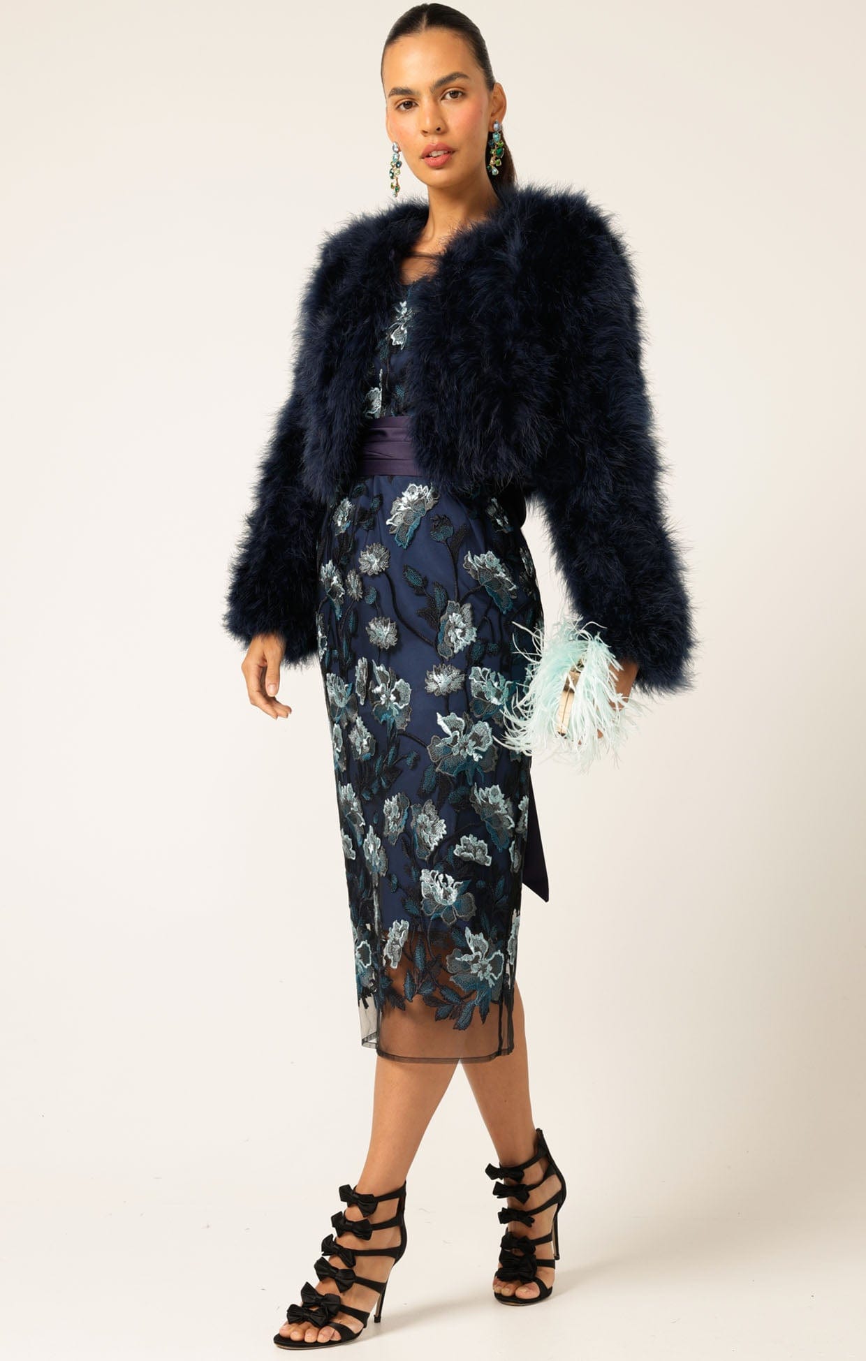 Jackets Multi Occasion LUXE FEATHER JACKET IN NAVY