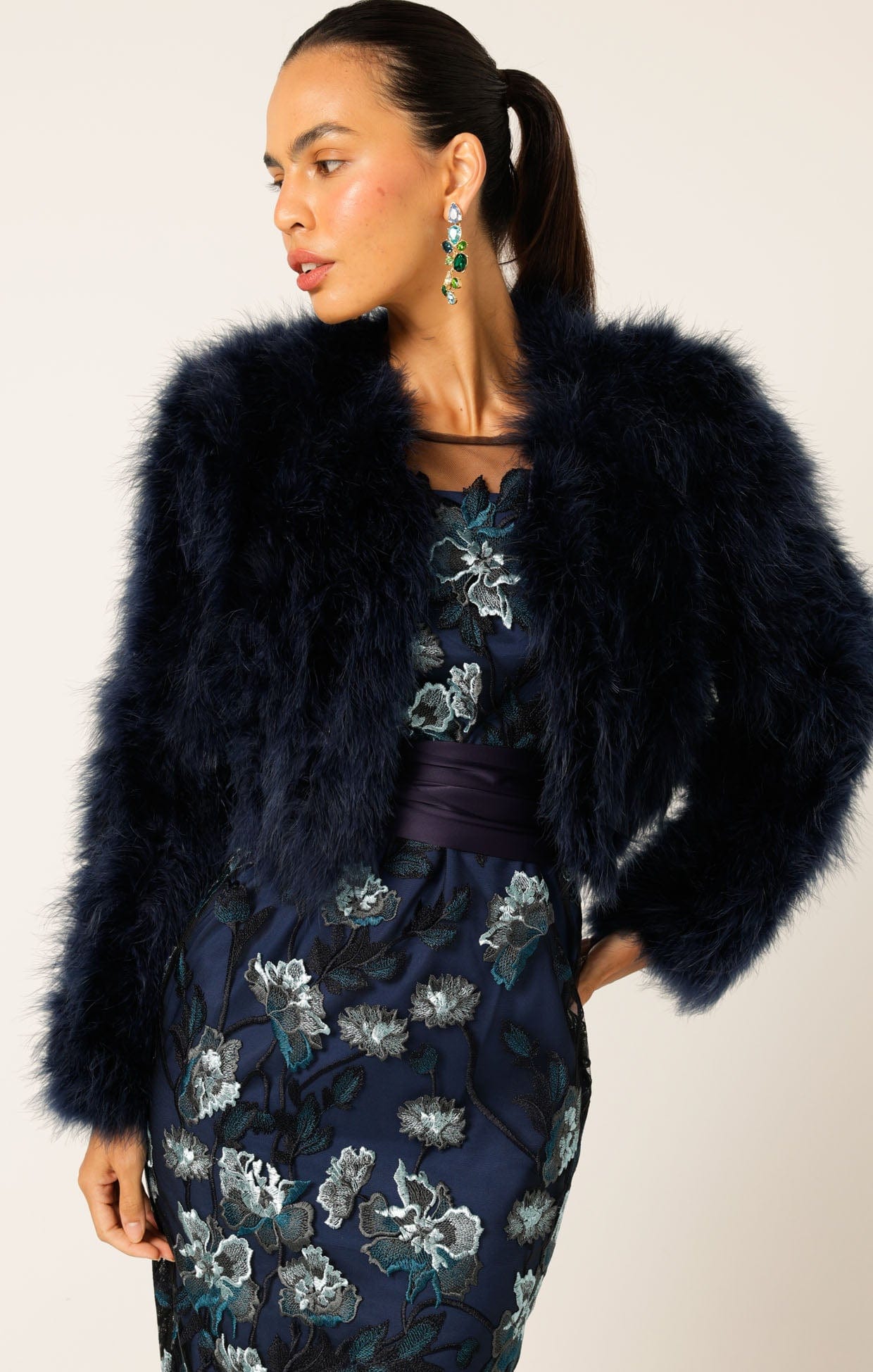 Jackets Multi Occasion LUXE FEATHER JACKET IN NAVY