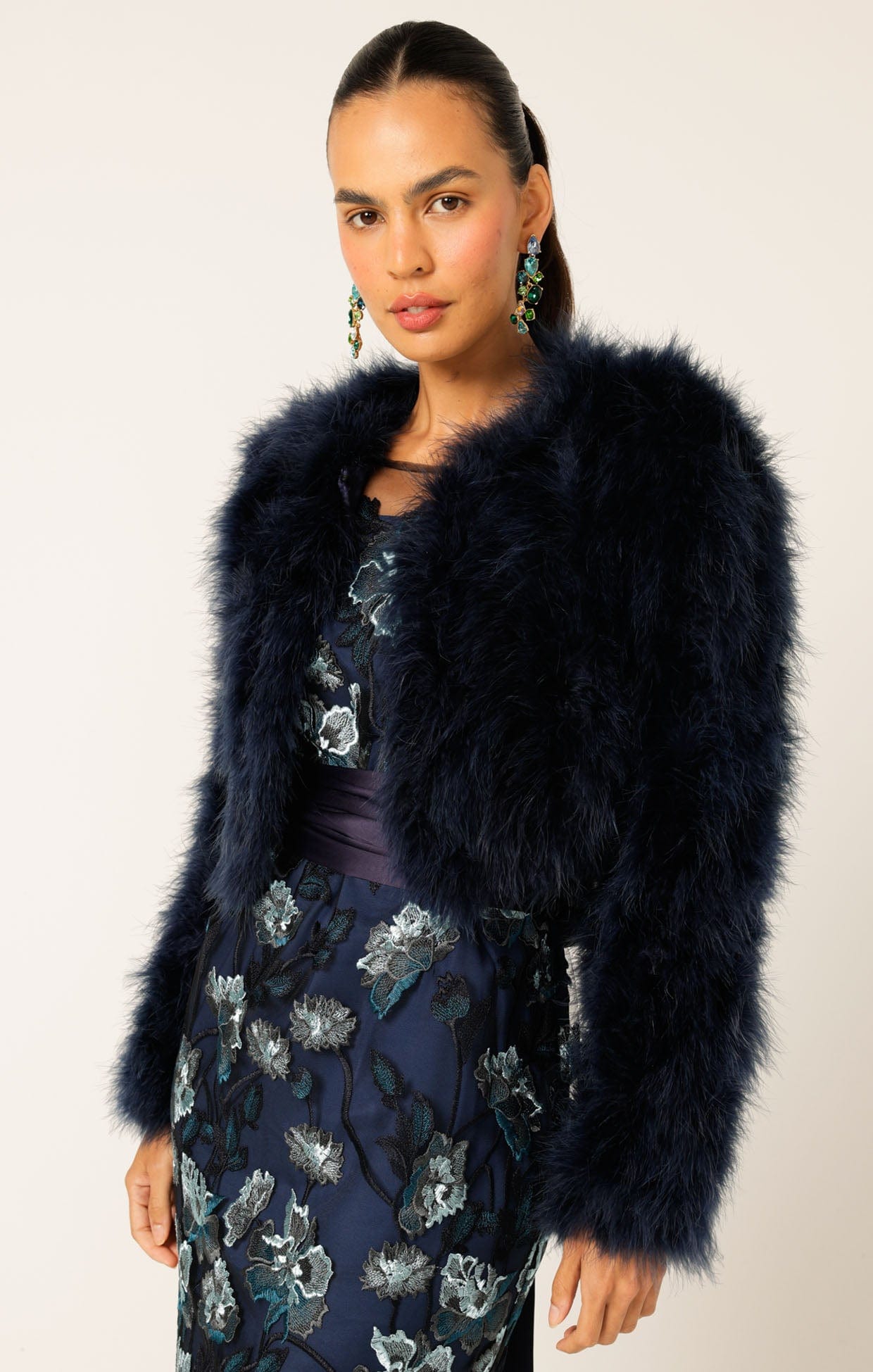 Jackets Multi Occasion LUXE FEATHER JACKET IN NAVY
