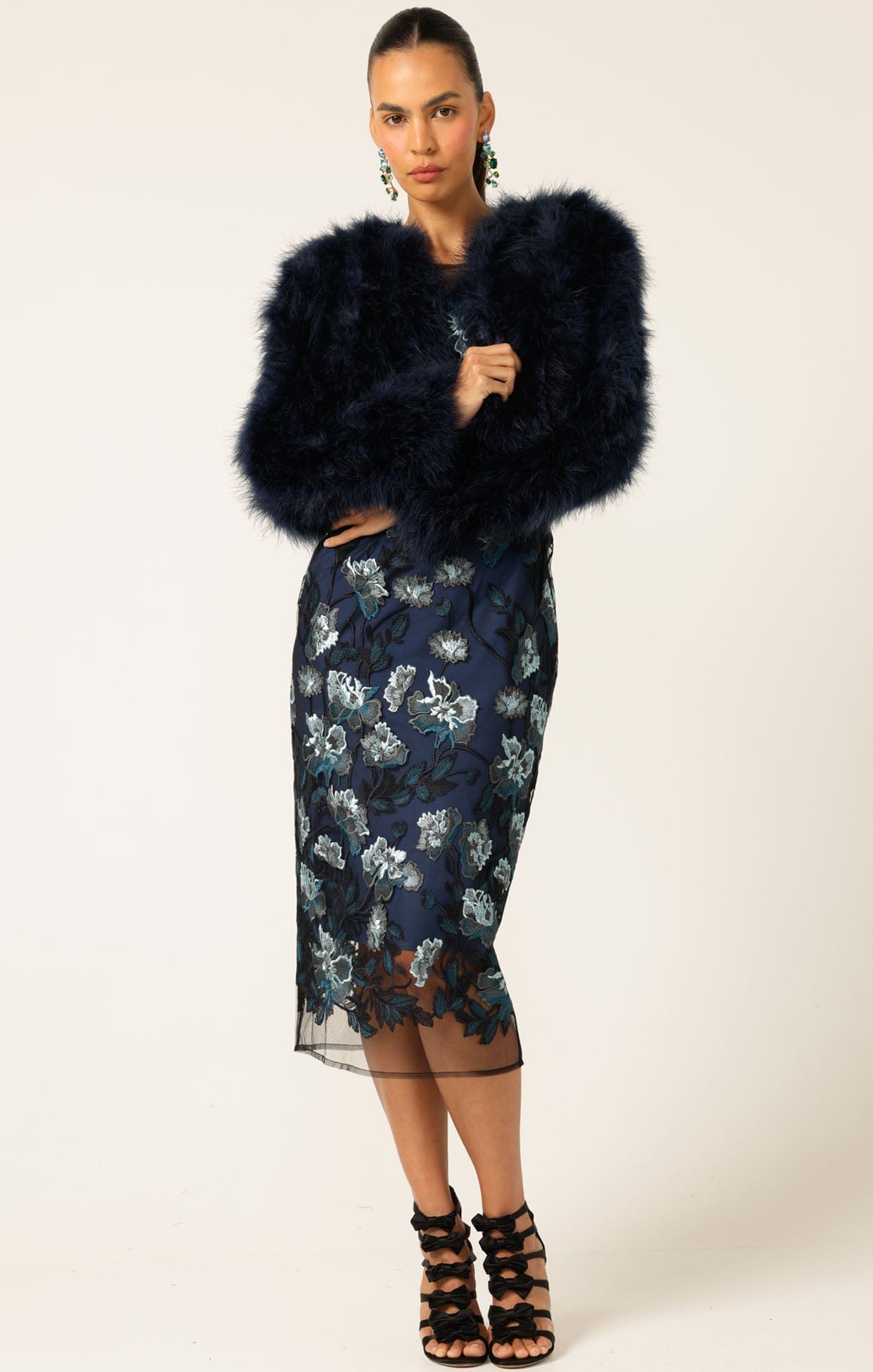 Jackets Multi Occasion LUXE FEATHER JACKET IN NAVY