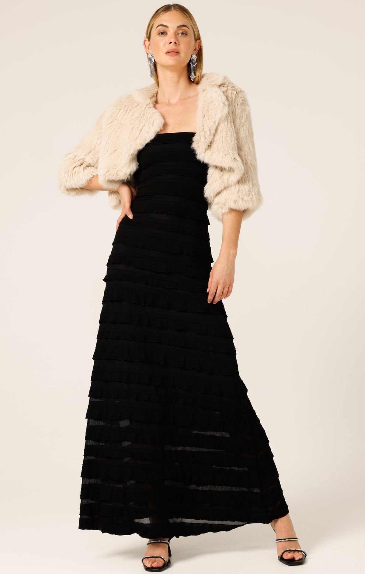 Jackets Multi Occasion LUXE FUR BOLERO IN OATMEAL