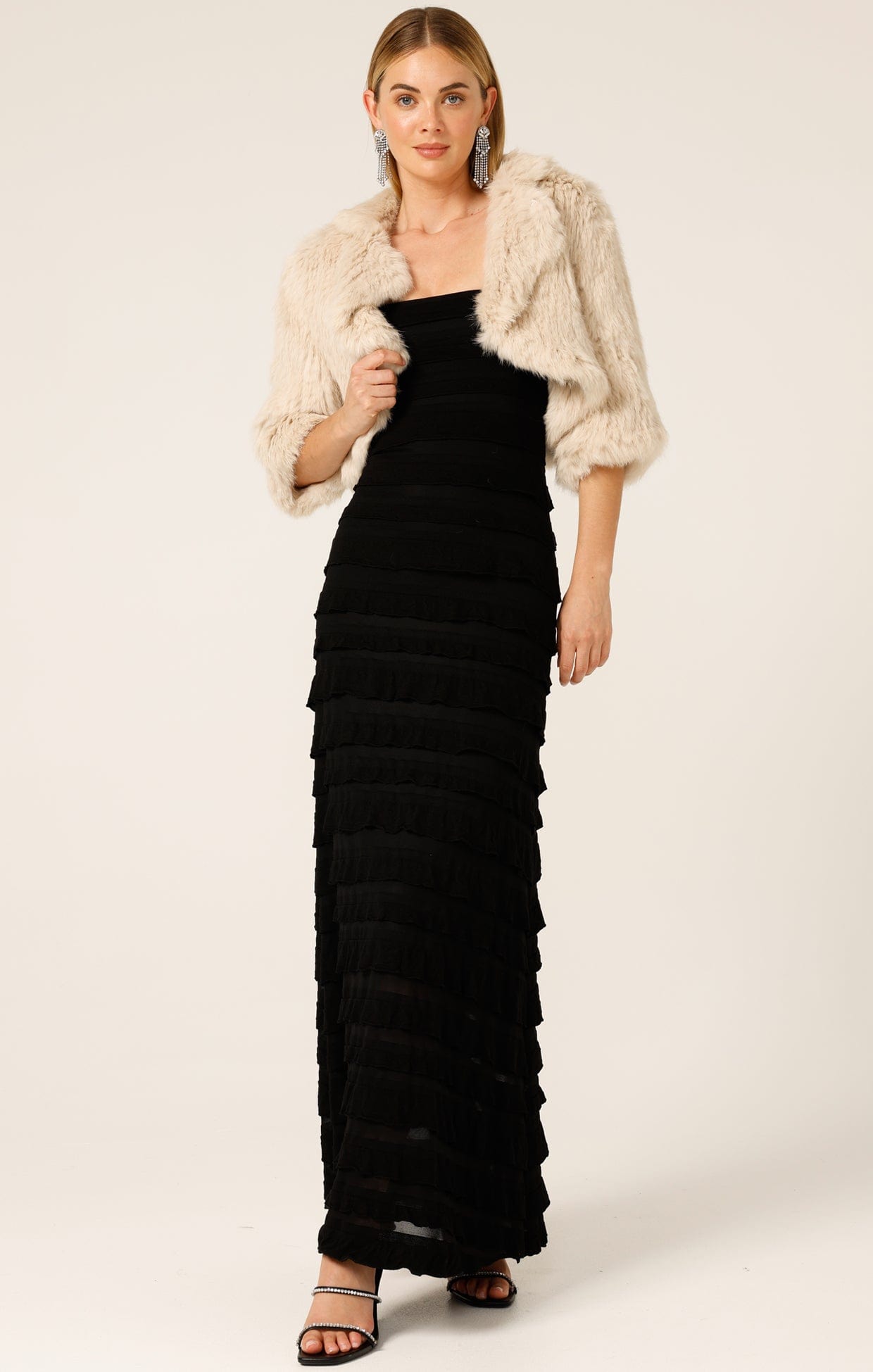 Jackets Multi Occasion LUXE FUR BOLERO IN OATMEAL