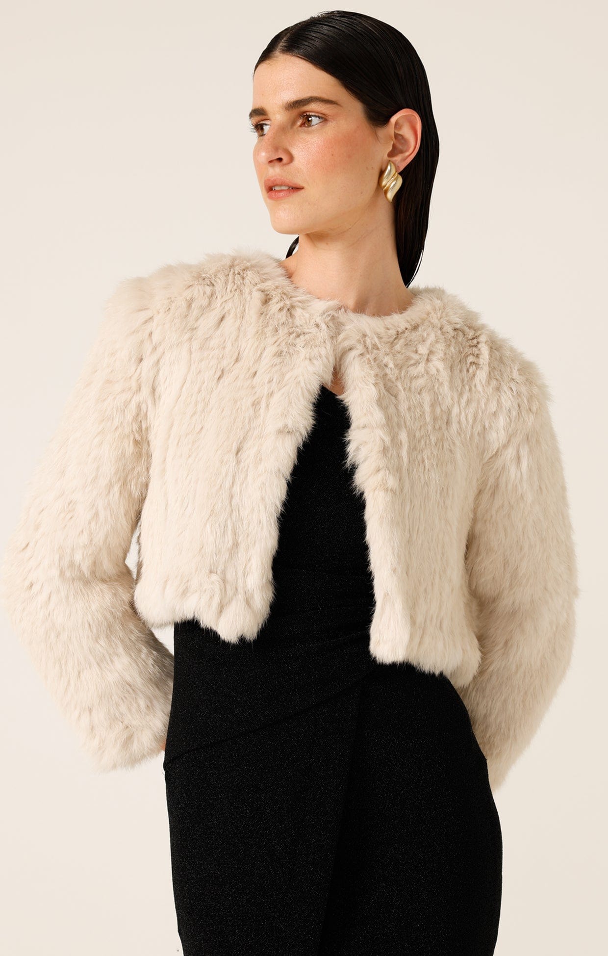 Jackets Multi Occasion LUXE FUR JACKET IN STONE