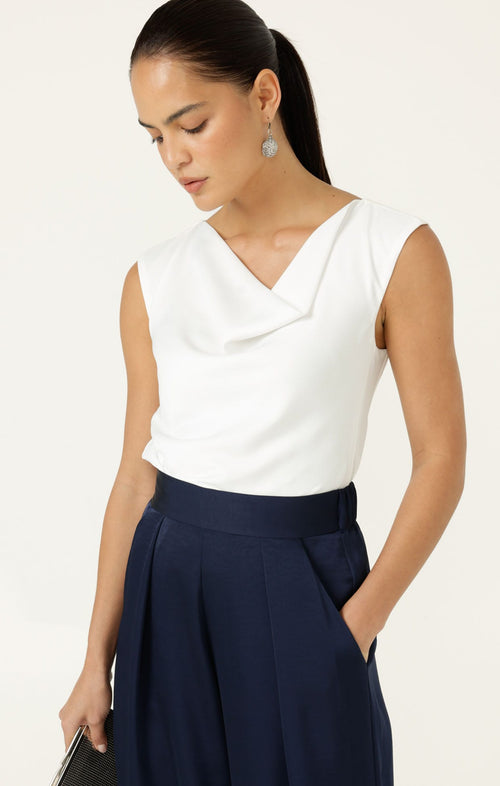 Tops Multi Occasion COWL BIAS TOP IN WHITE