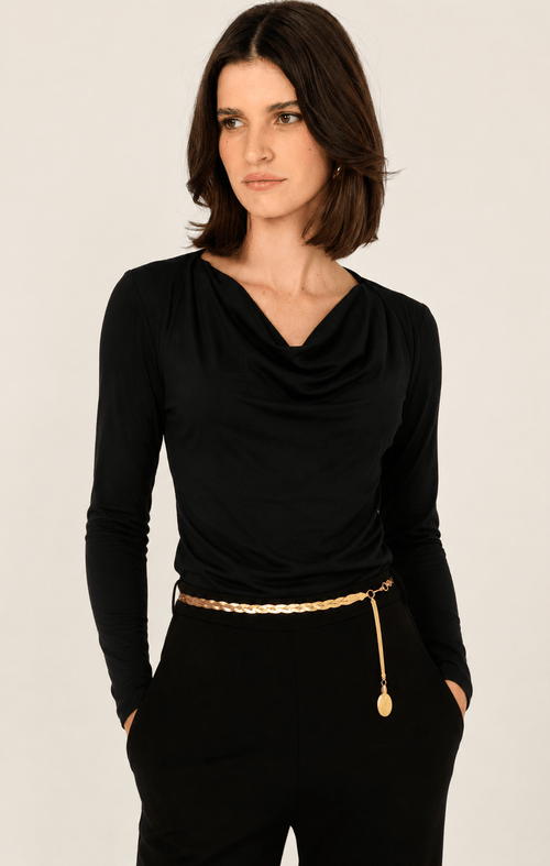 Tops MILDA COWL TOP IN BLACK