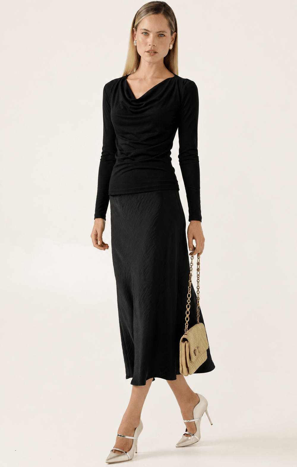 Tops MILDA COWL TOP IN BLACK