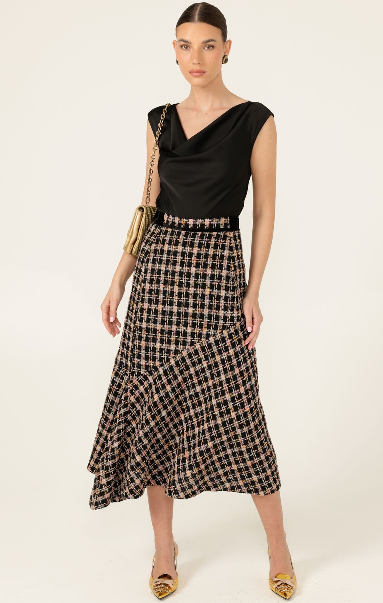 Tops Multi Occasion LUXE COWL BIAS TOP IN BLACK